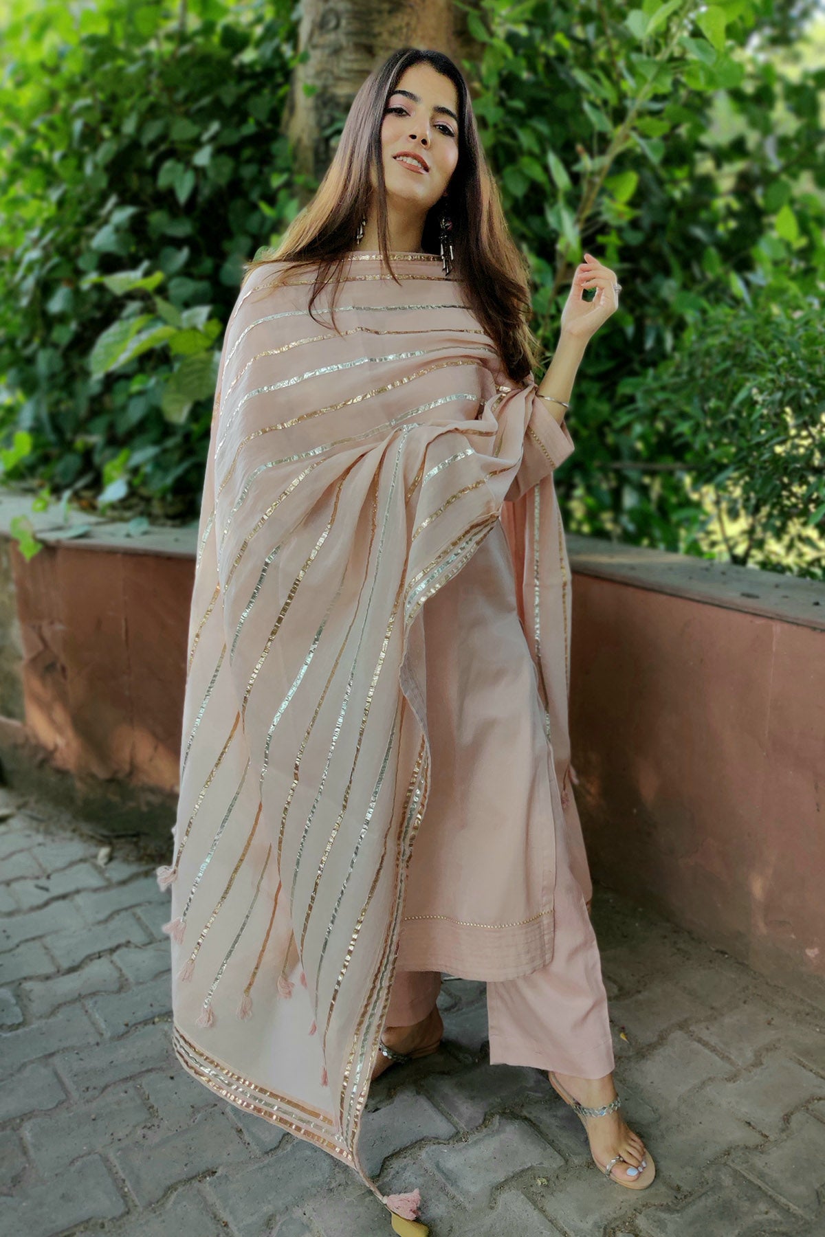 Cotton Zari Detail Kurta Set