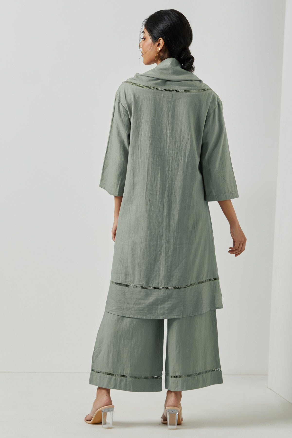 Cowl Drape Pale Olive Tunic