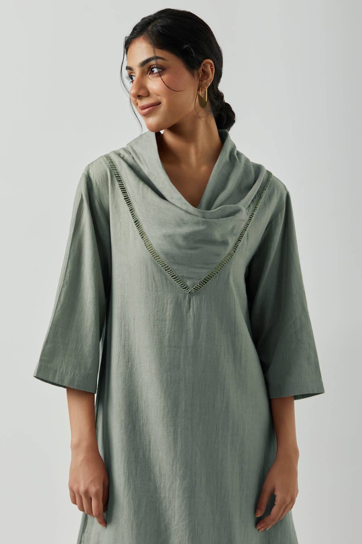 Cowl Drape Pale Olive Tunic