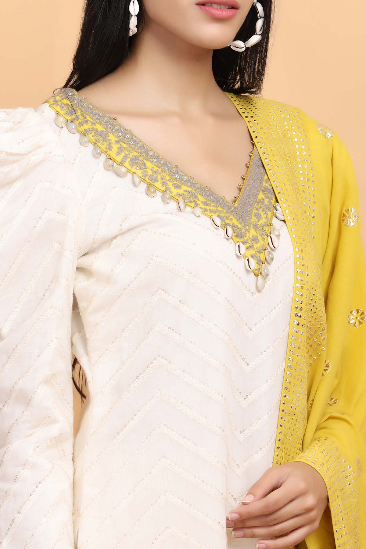 Chanderi Cotton Emb Kurta Set