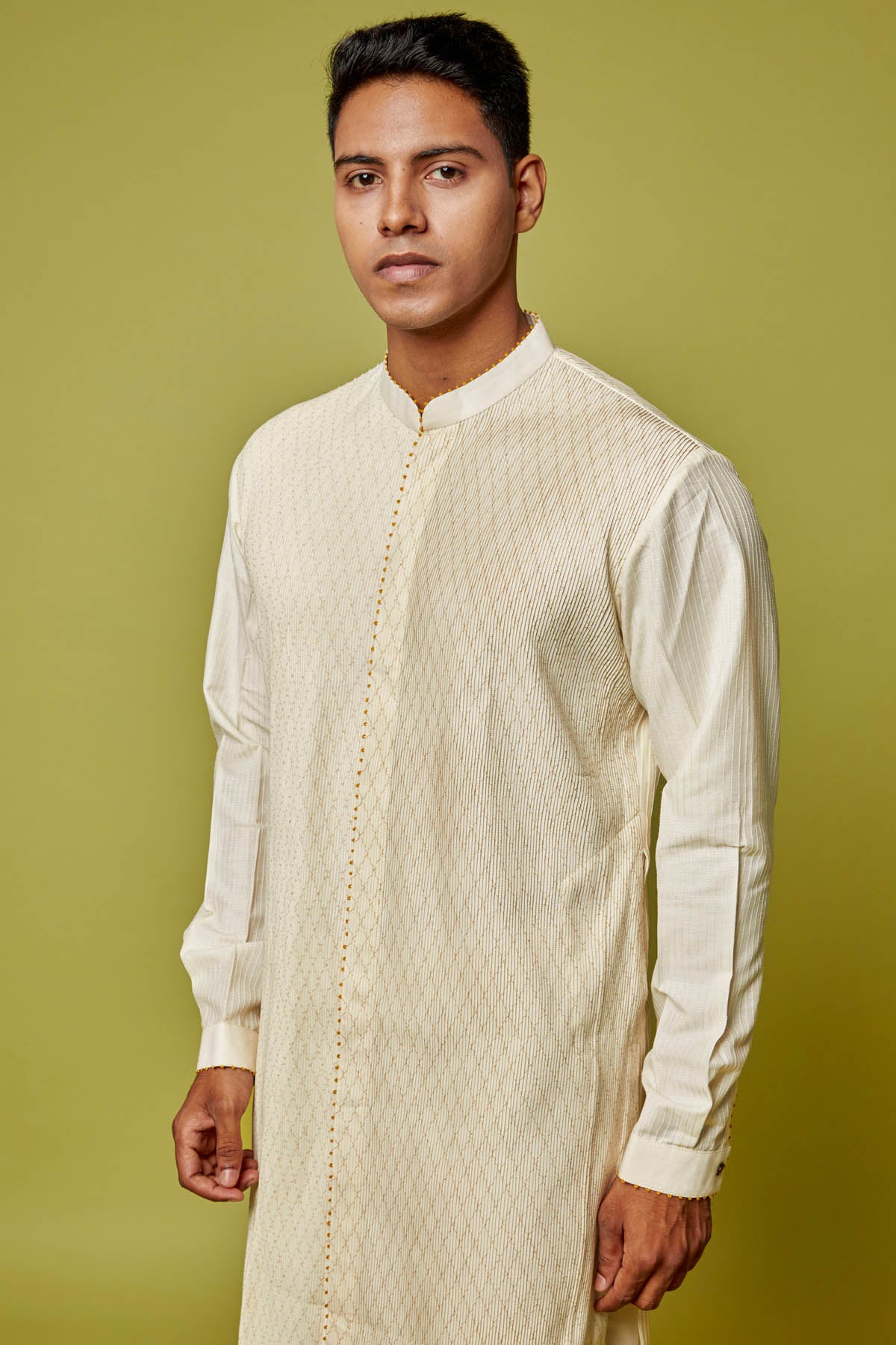 Cream Cotton Silk Kurta Set