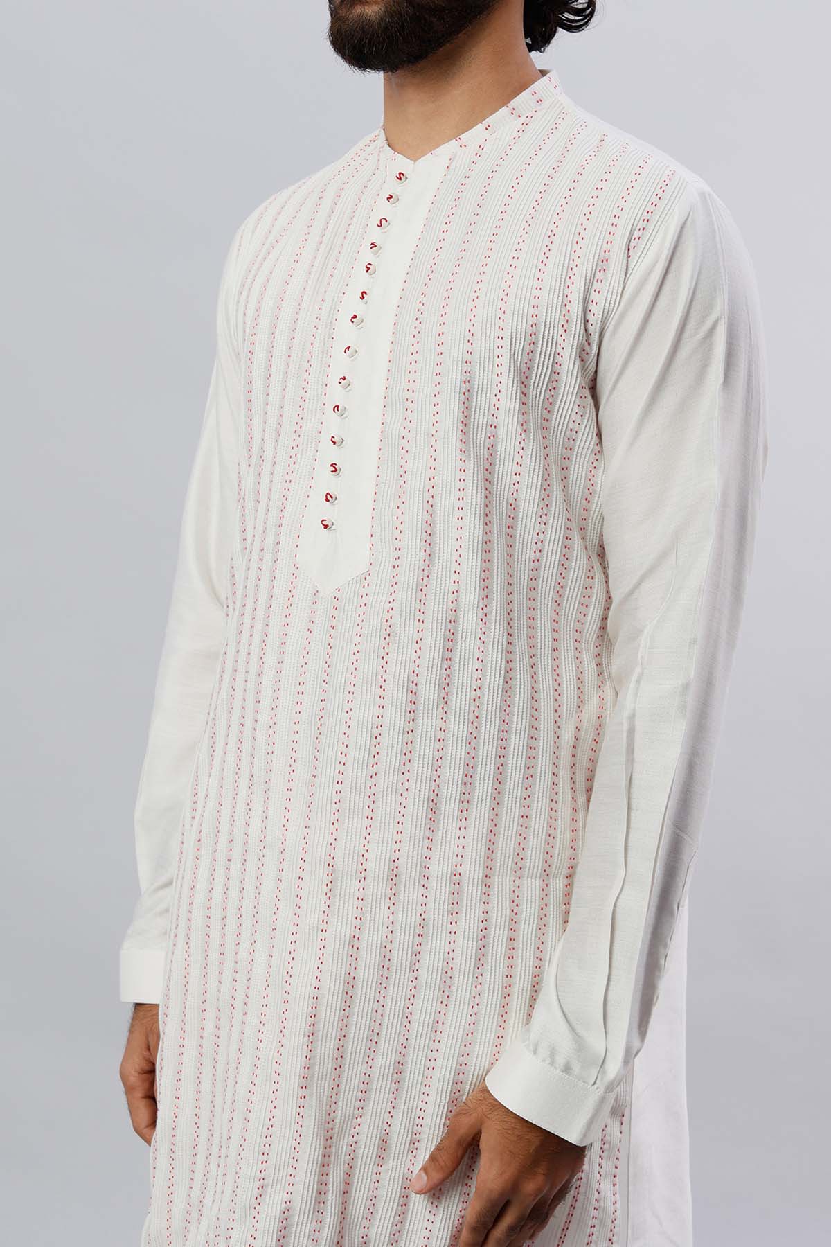 Cream Pintuck Kurta Set