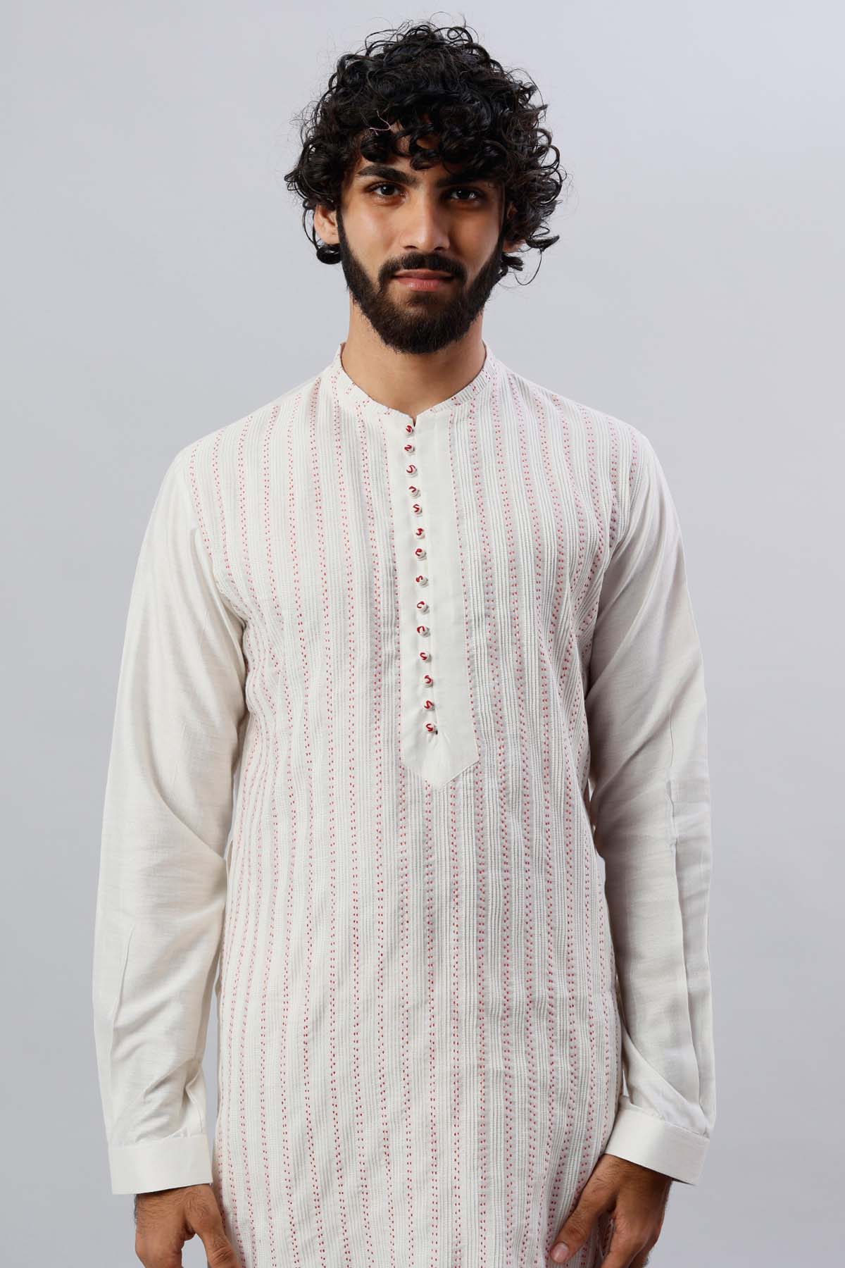 Cream Pintuck Kurta Set