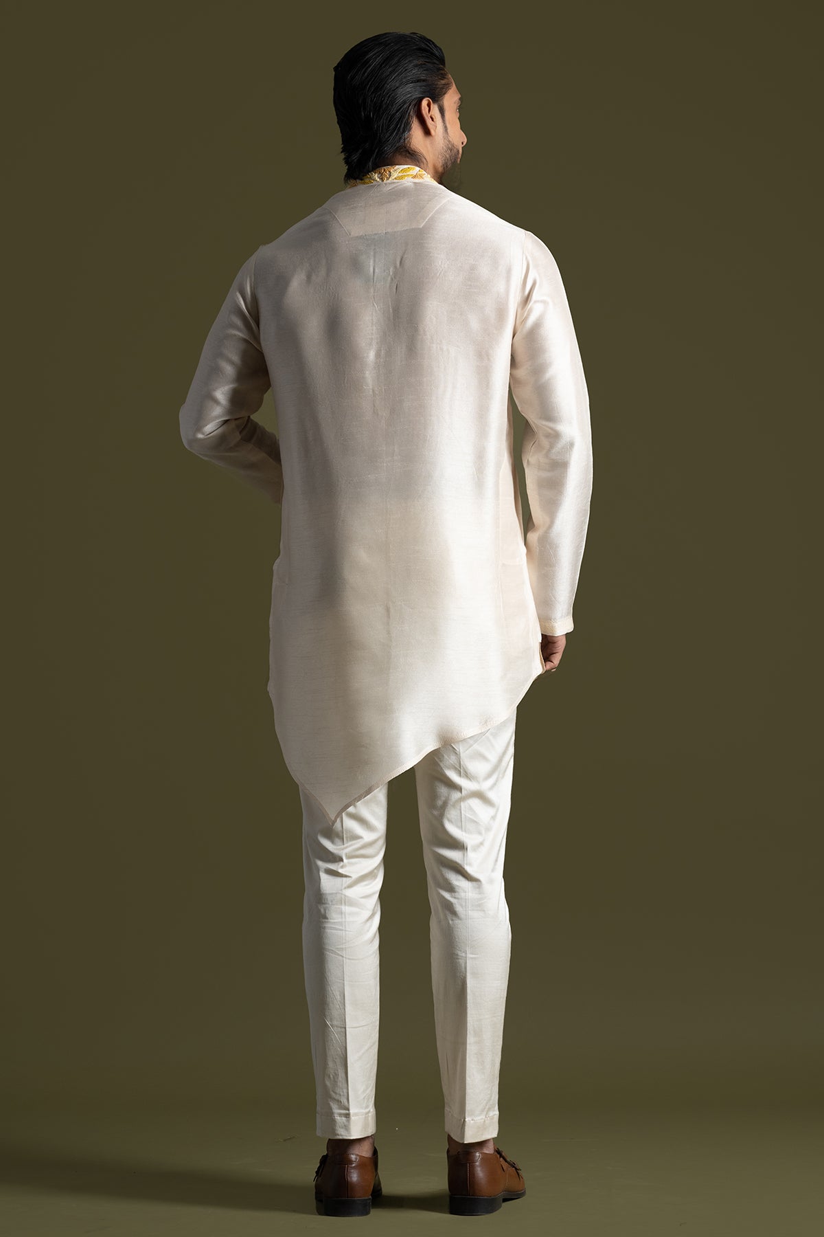 Cream Asymmetric Kurta & Pants