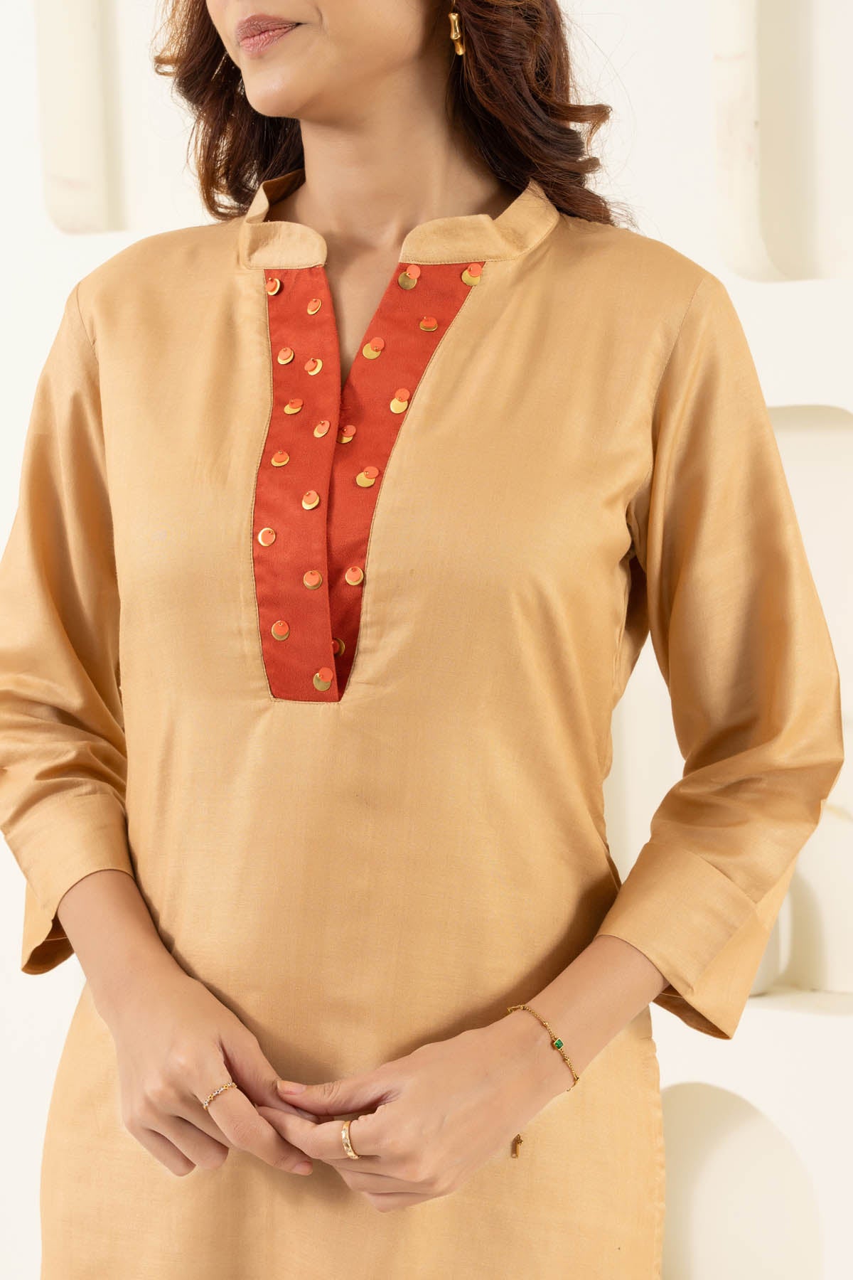 Cream Bhagalpur Silk Co-ord Set