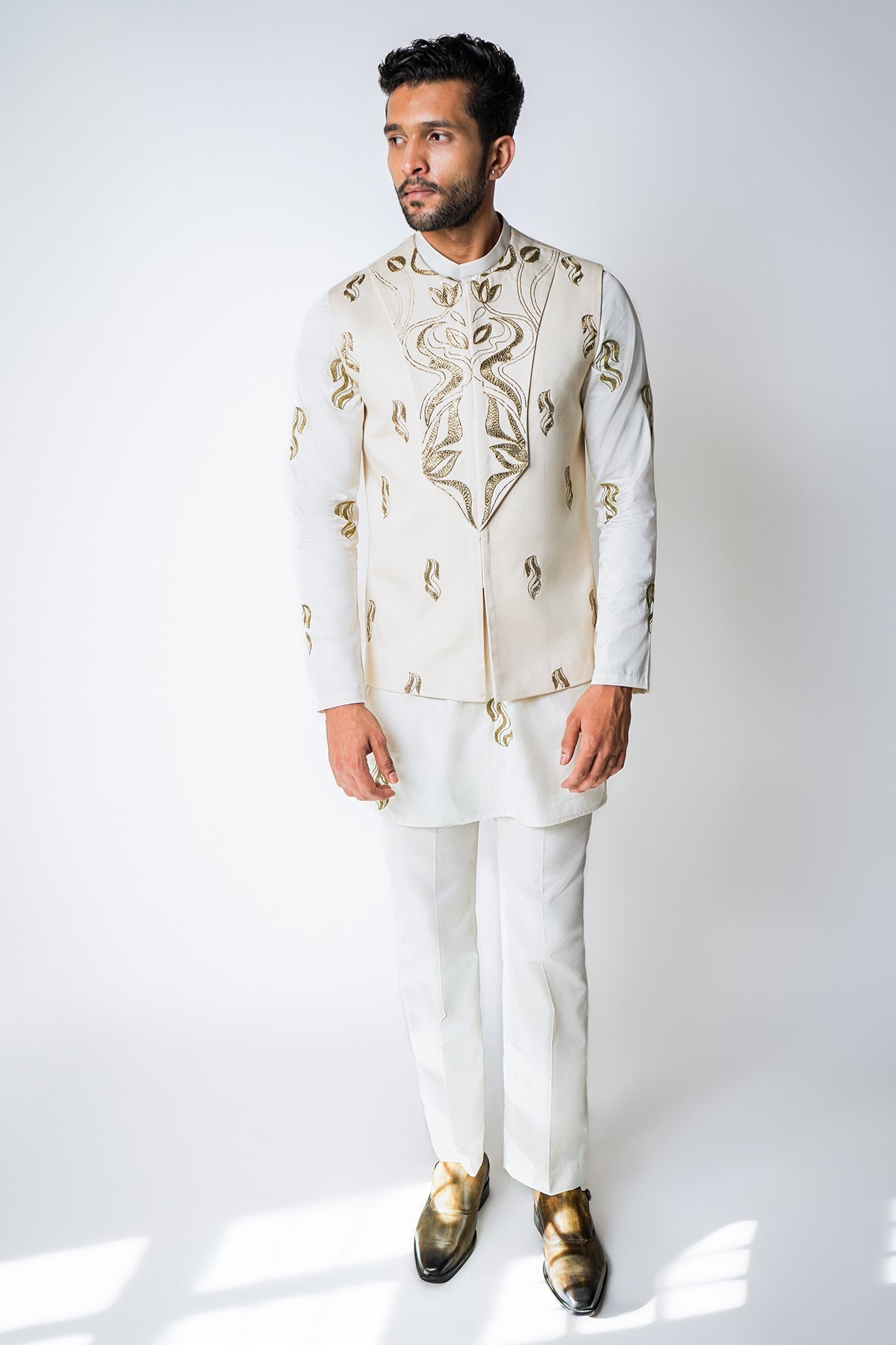 Buy Cream Gold Kasab Dori Bundi Set for men by House of Sheriff online available at scrollnshops