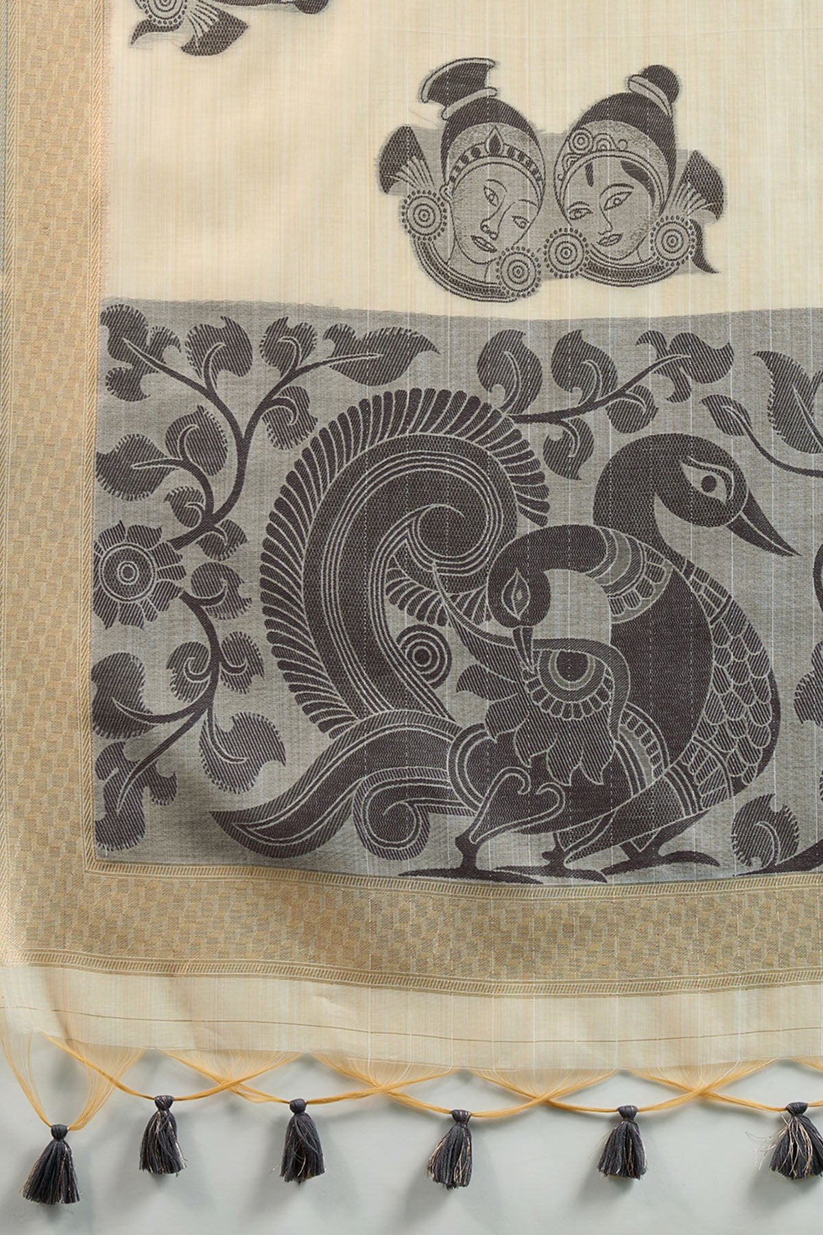 Cream Kalamkari Saree & Blouse