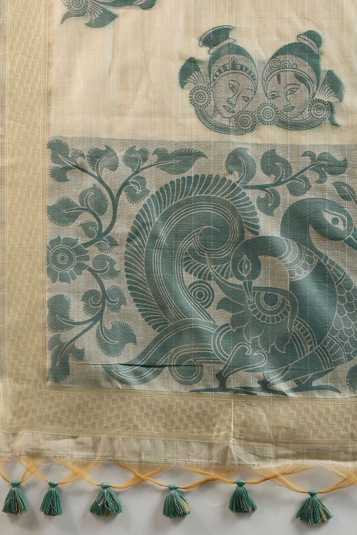 Cream Muga Cotton Saree & Blouse