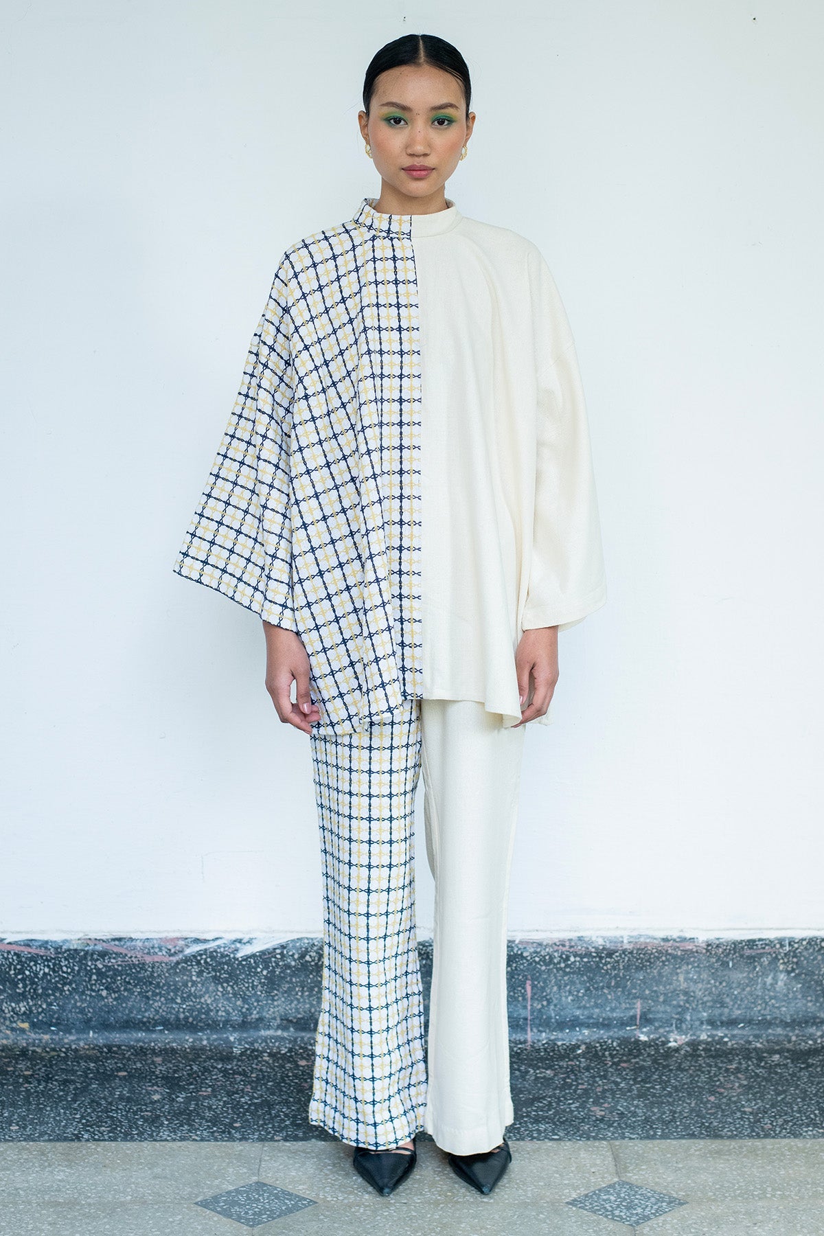 Buy Cream Oversized Top & Pants by Lahario for women online at ScrollnShops