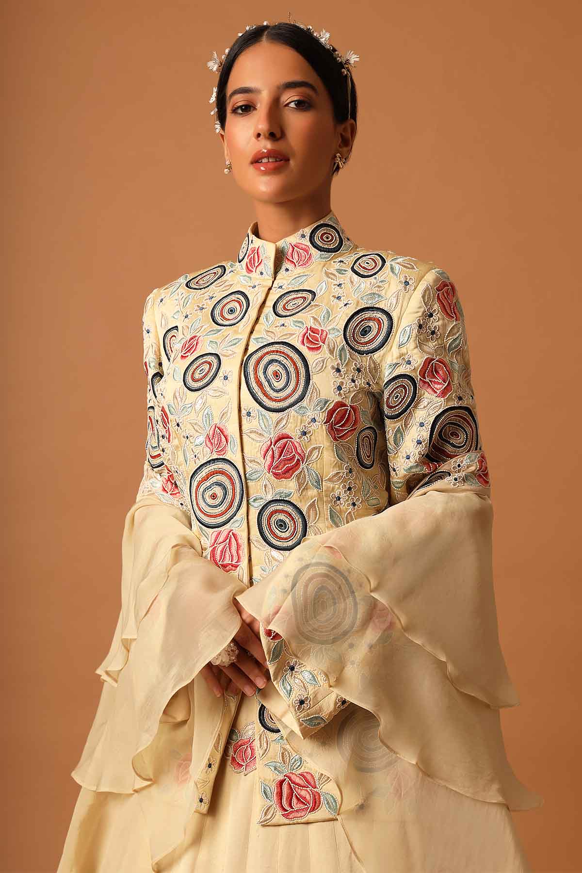 Cream Patchwork Lehenga Set