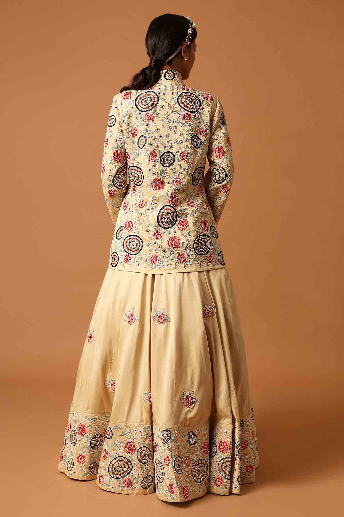 Cream Patchwork Lehenga Set