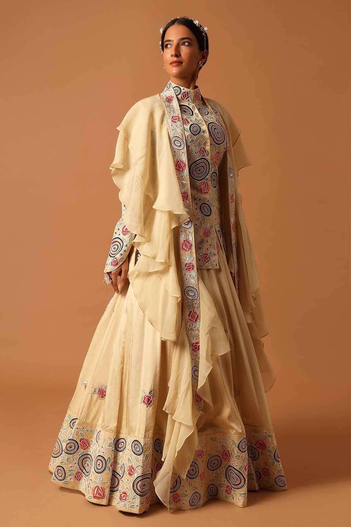 Cream Patchwork Lehenga Set
