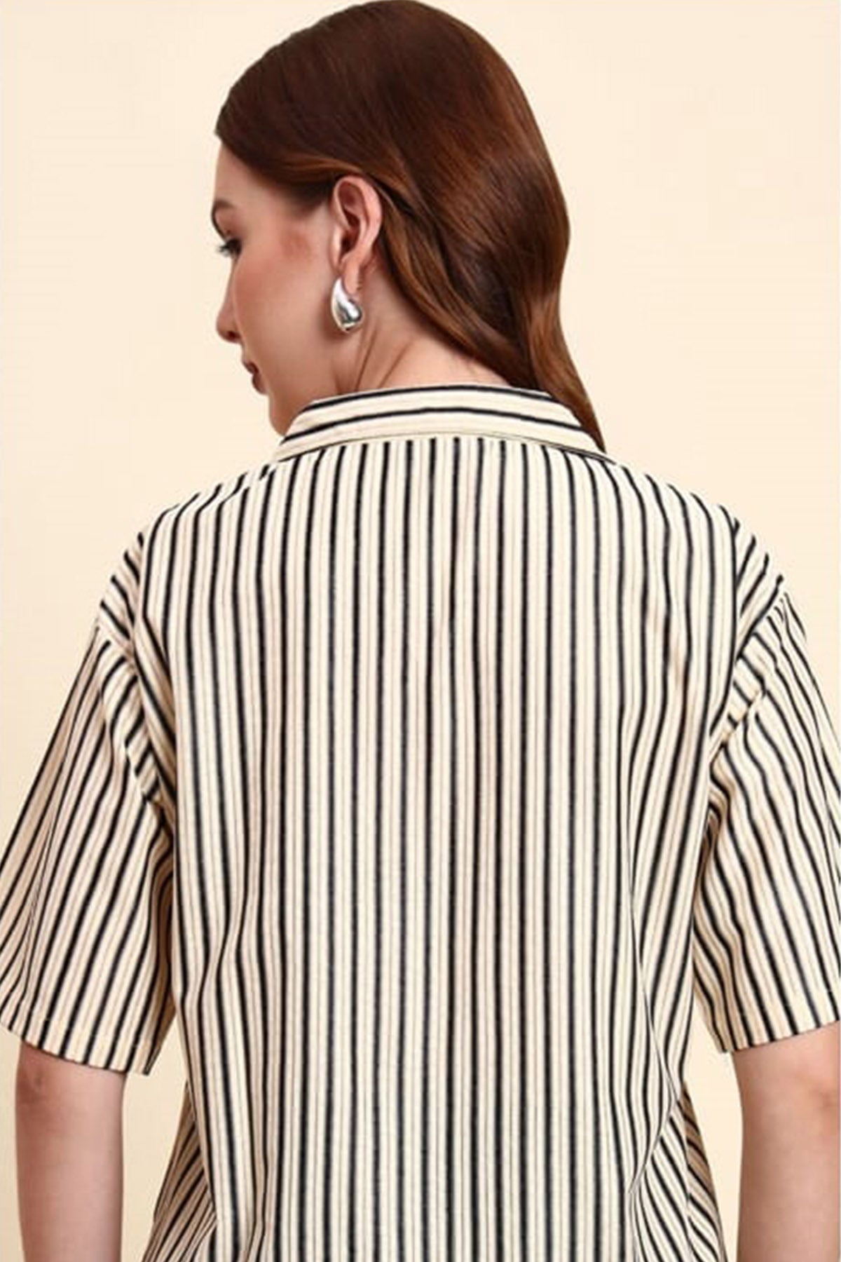 Cream Poly Cotton Printed Shirt