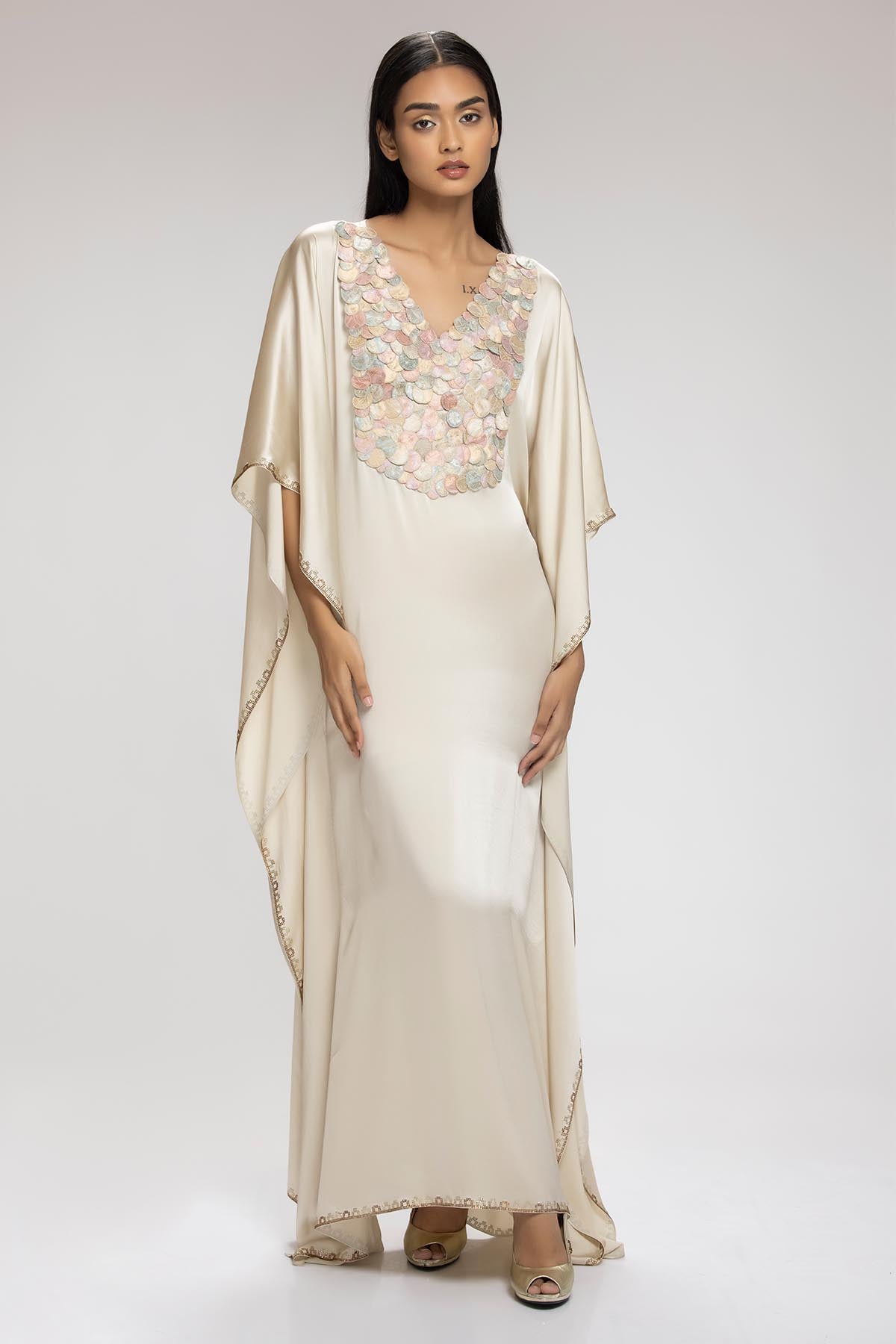 Chhaya Mehrotra Cream Stones Embellished Kaftan for women online at ScrollnShops