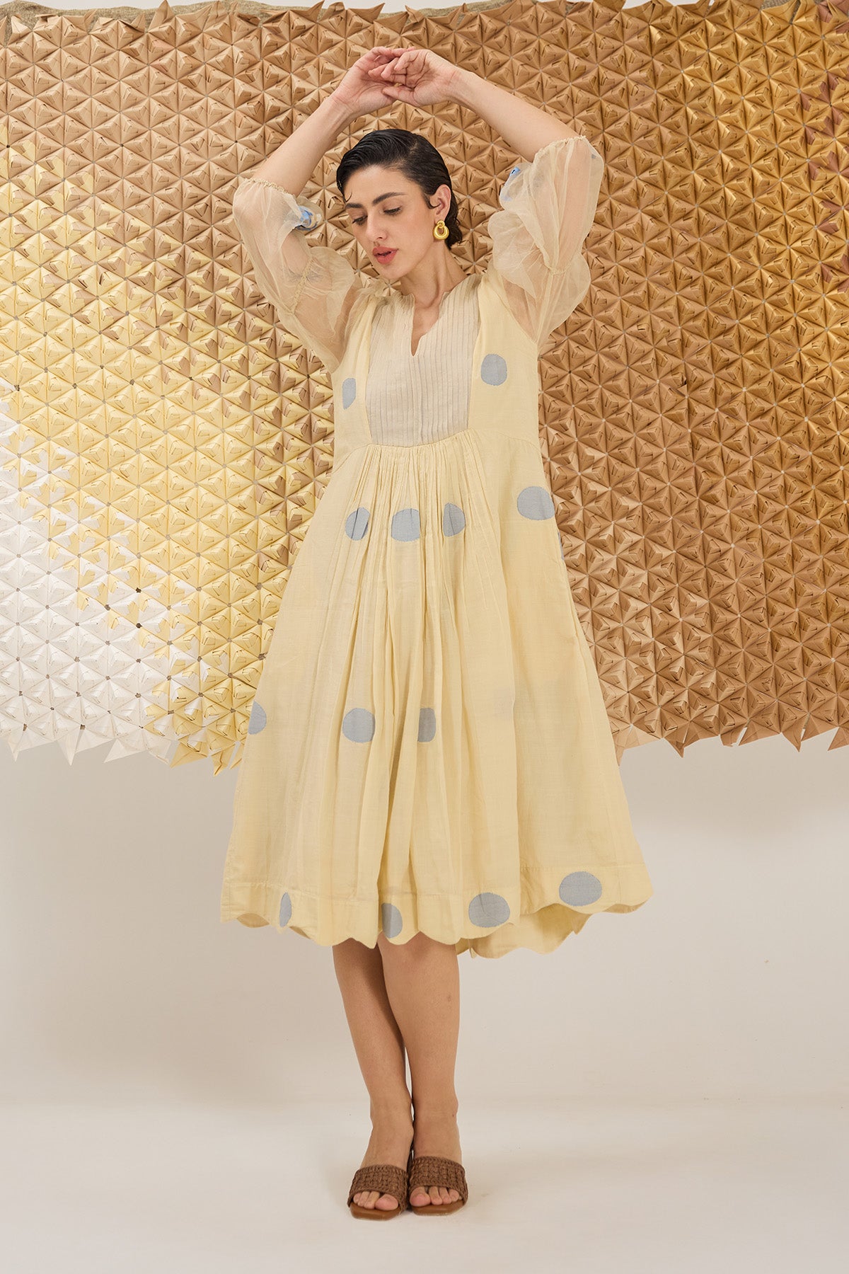 Cream Yellow Midi Shirt Dress