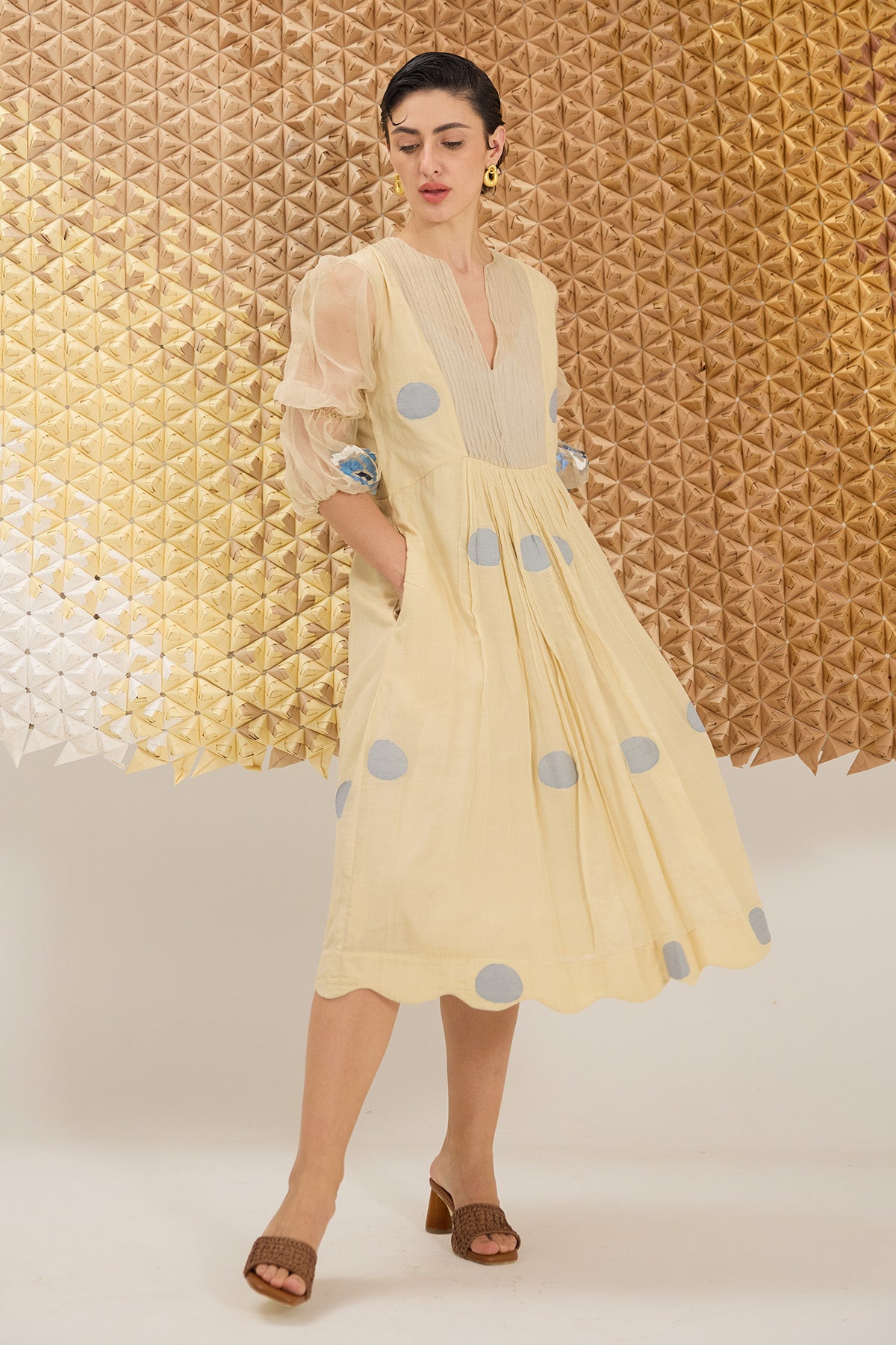 Cream Yellow Midi Shirt Dress