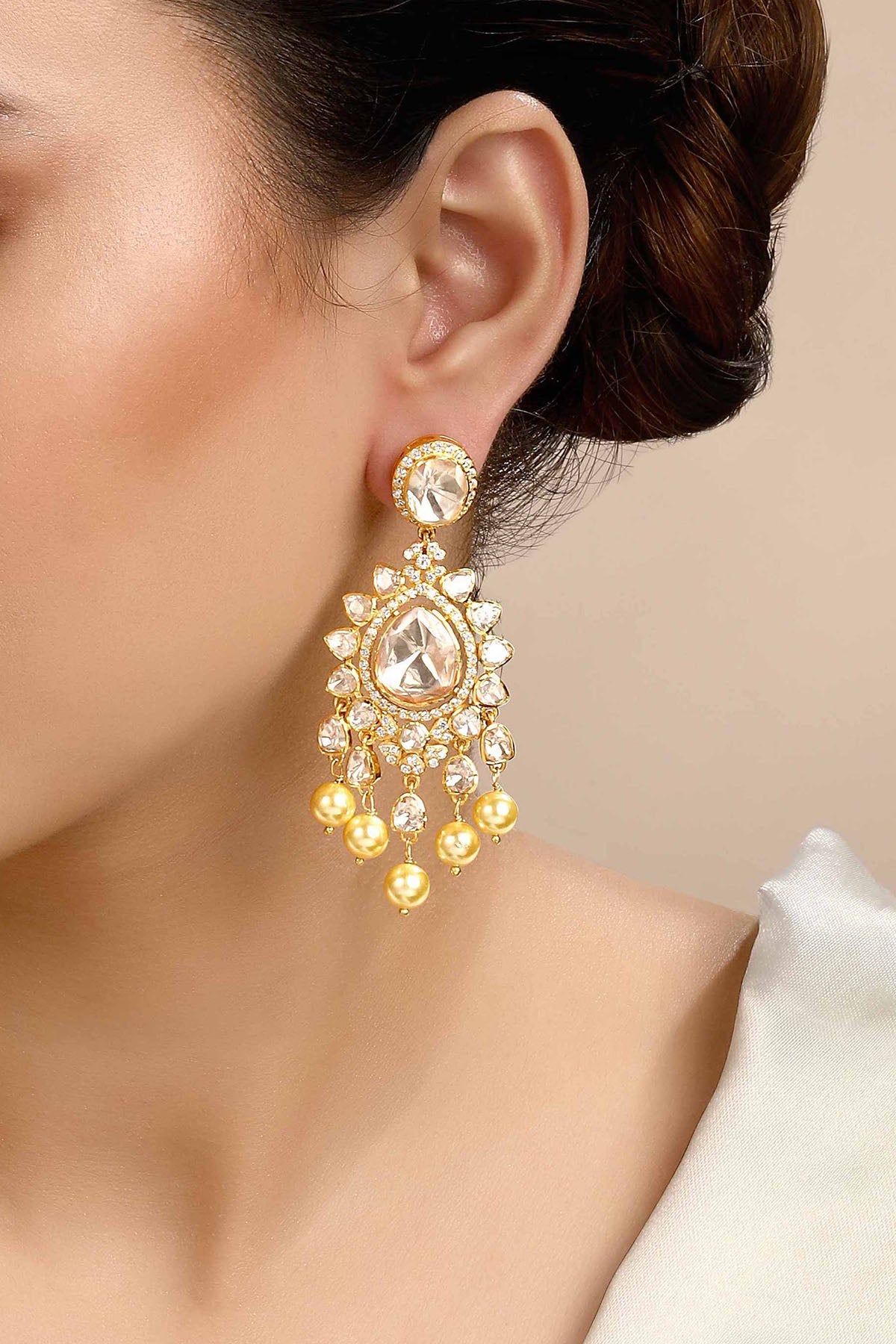 Buy Creem Moissanite Polki Earrings by Sica for women online at ScrollnShops