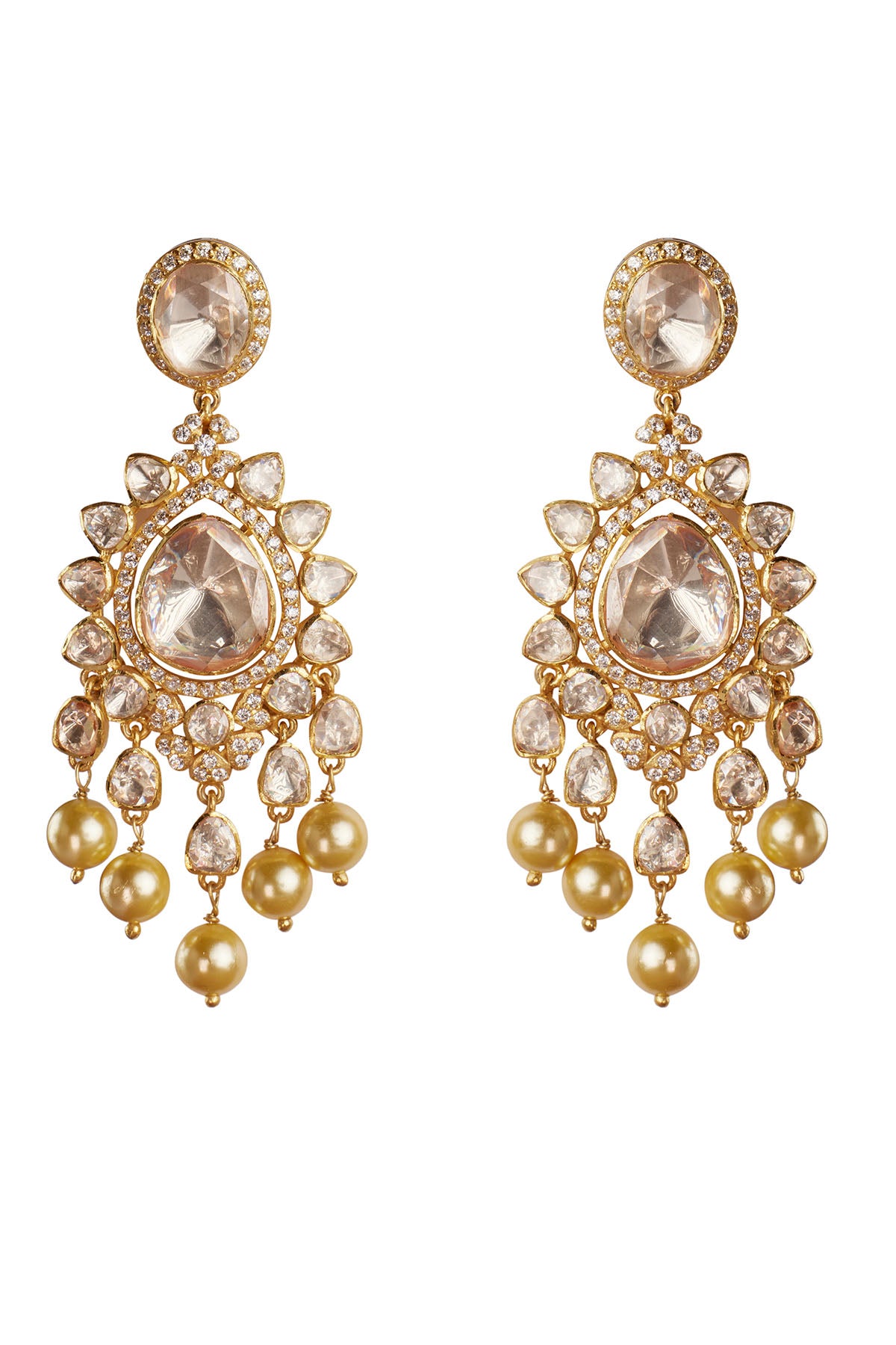 Cream Moissanite Polki Earrings