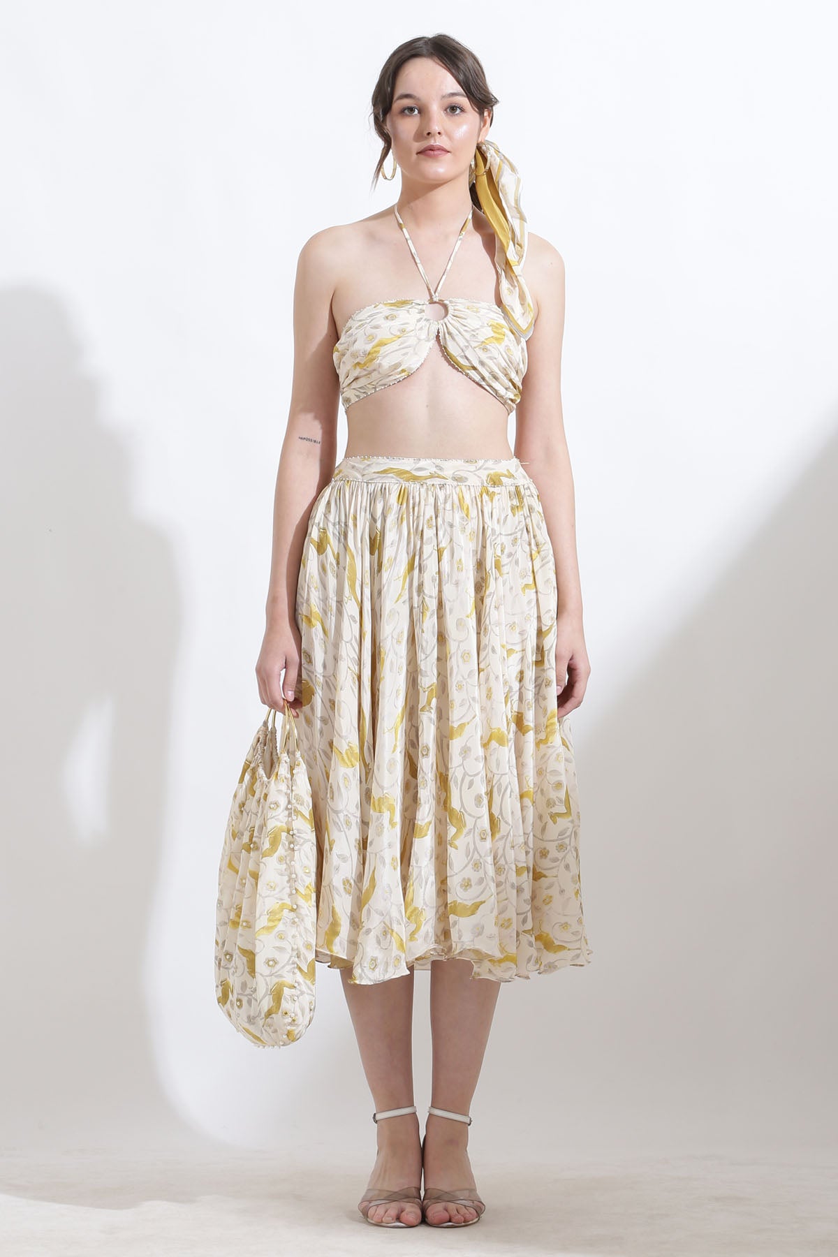 Crepe Printed Flared Skirt