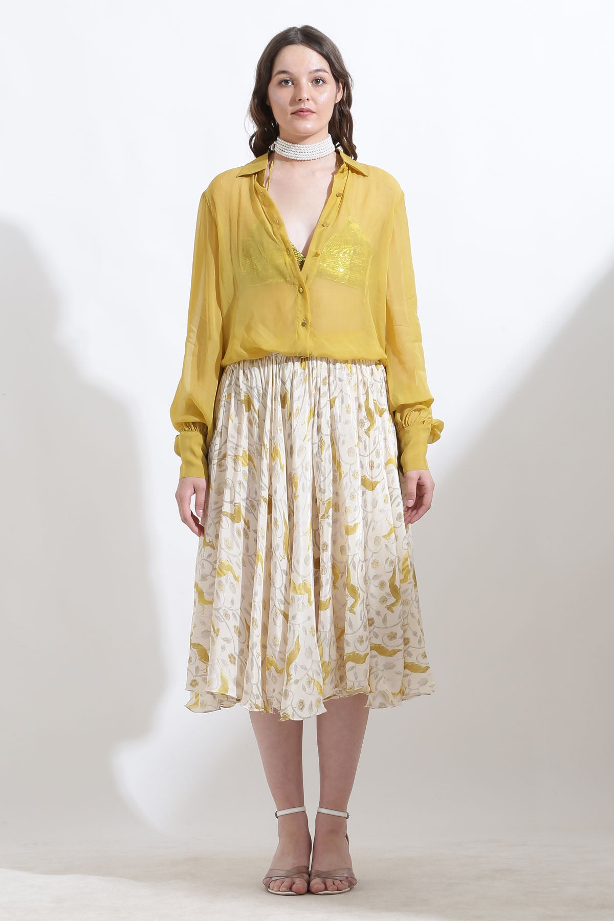 Crepe Printed Flared Skirt