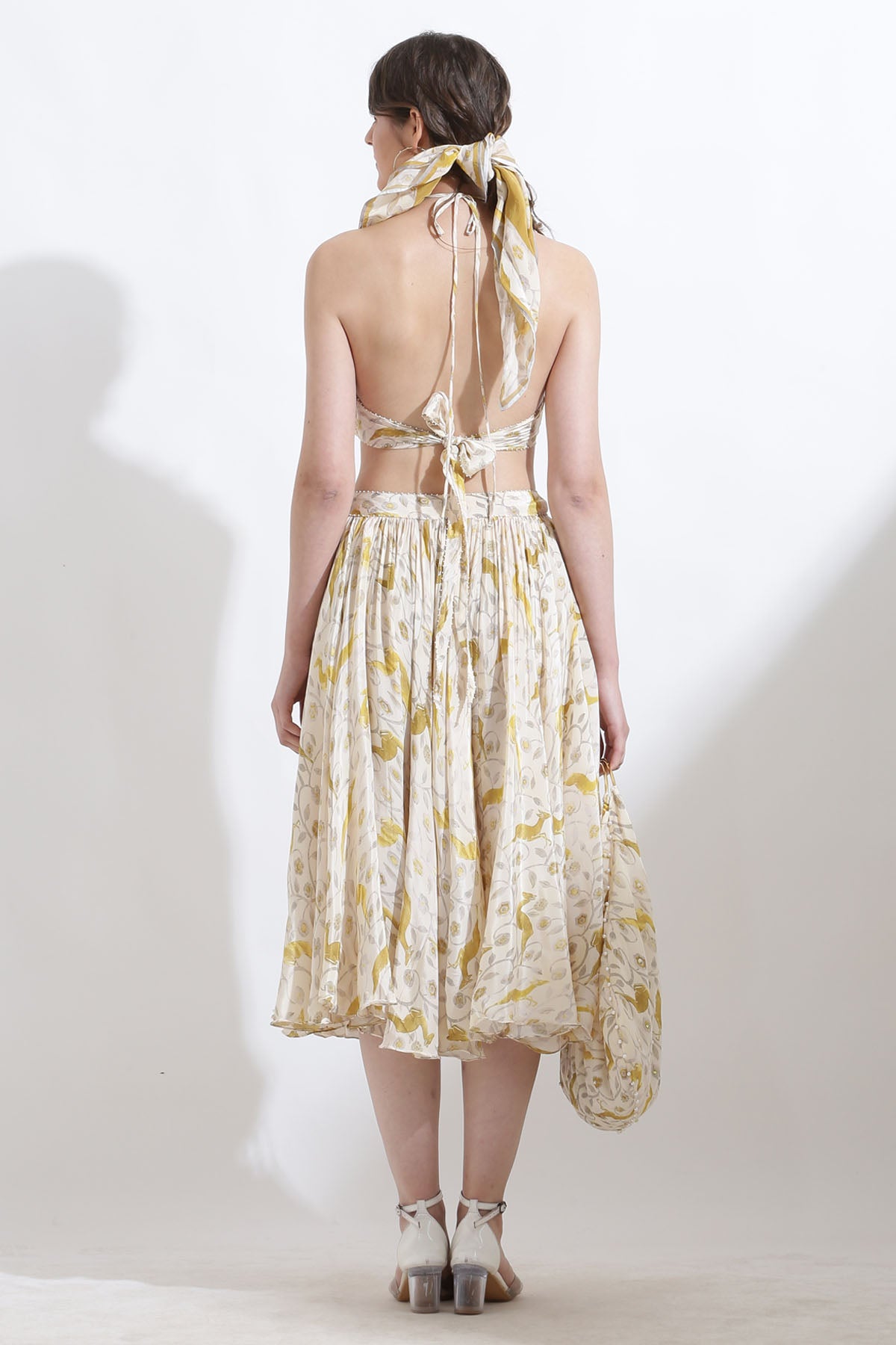 Crepe Printed Flared Skirt