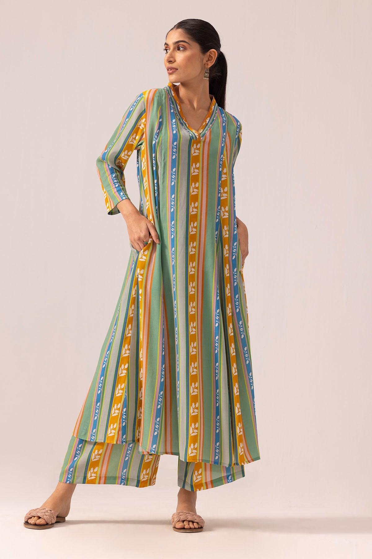 Buy Crepe Blue Pintuck Kurta Set By Label Shreya Sharma For Women Online at ScrollnShops