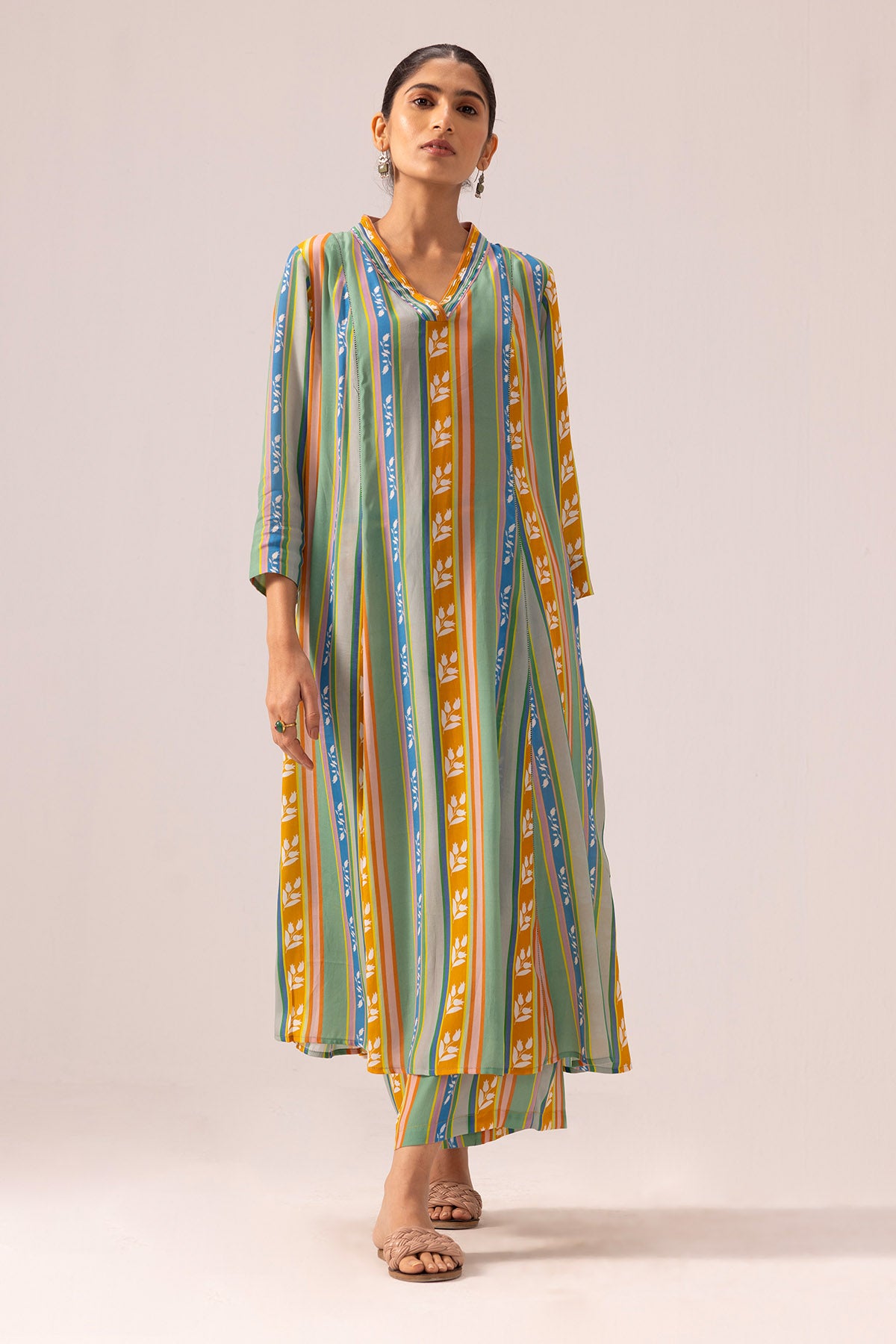 Crepe Blue Pintuck Kurta Set