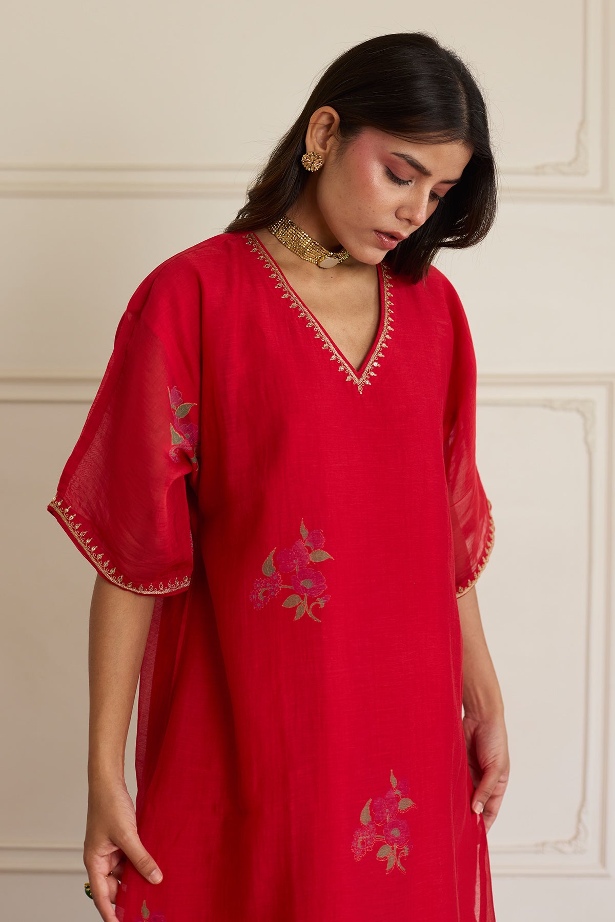 Crimson Chanderi Kurta & Pants