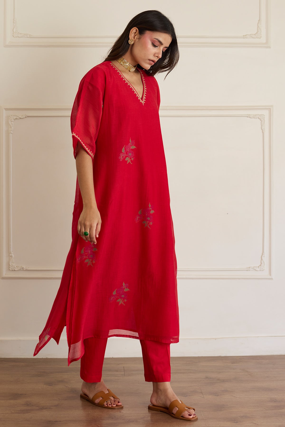 Crimson Chanderi Kurta & Pants