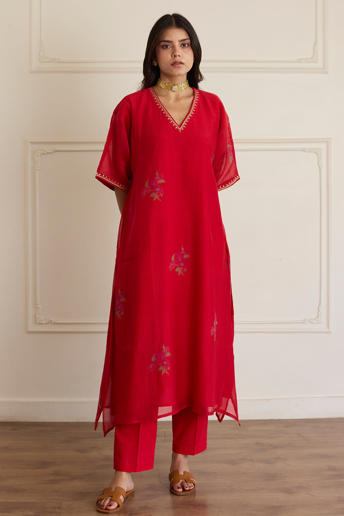 Crimson Chanderi Kurta & Pants