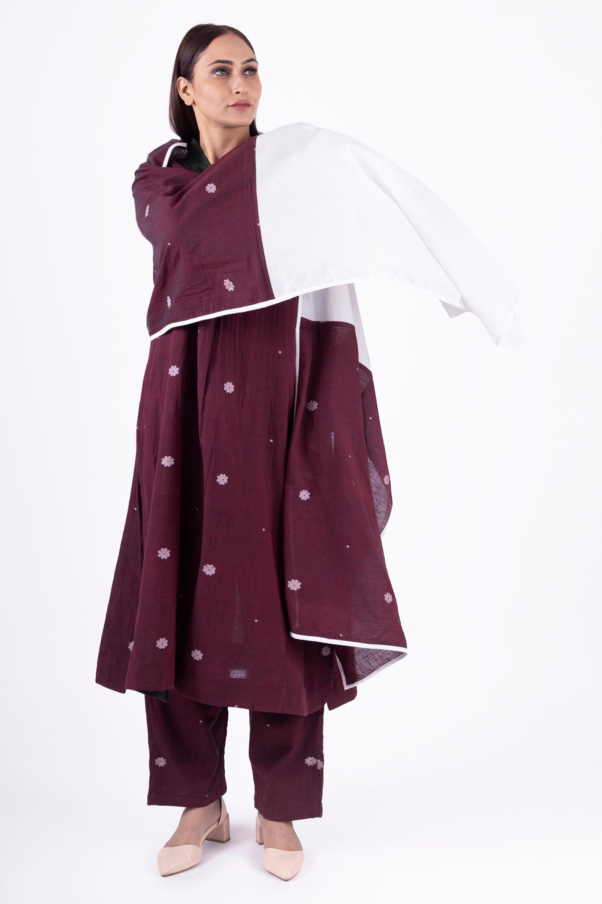 Buy Designer Crimson Red V-Neck Kurta & Pants Online