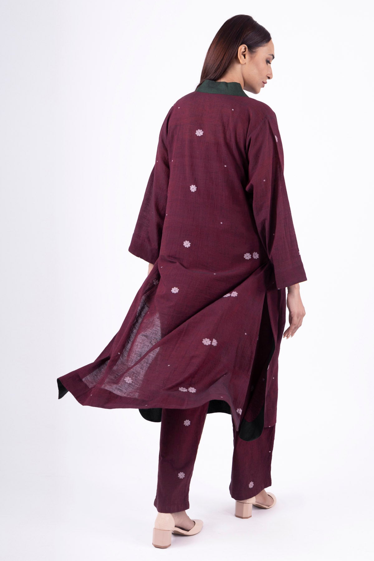 Crimson Red V-Neck Kurta & Pants