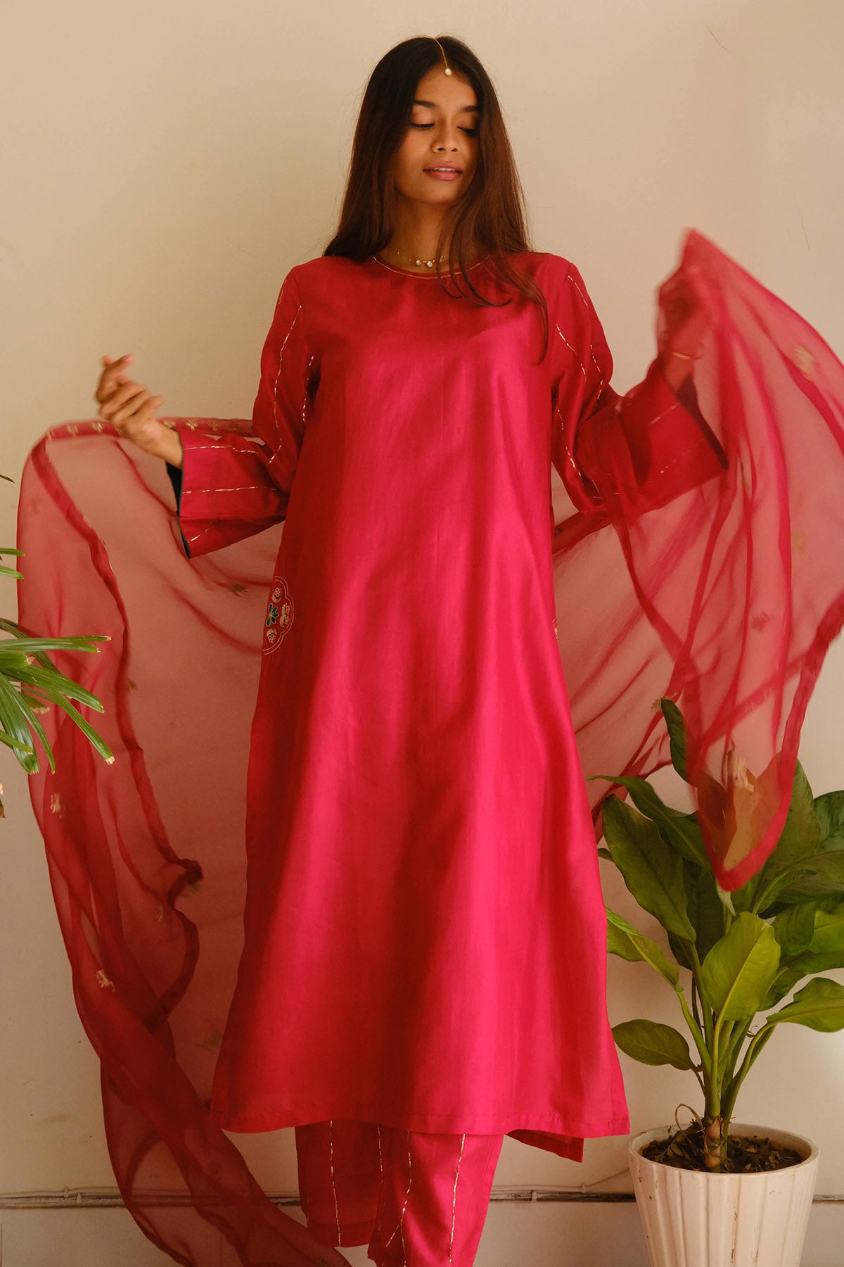 Crimson Resham & Zari Kurta Set