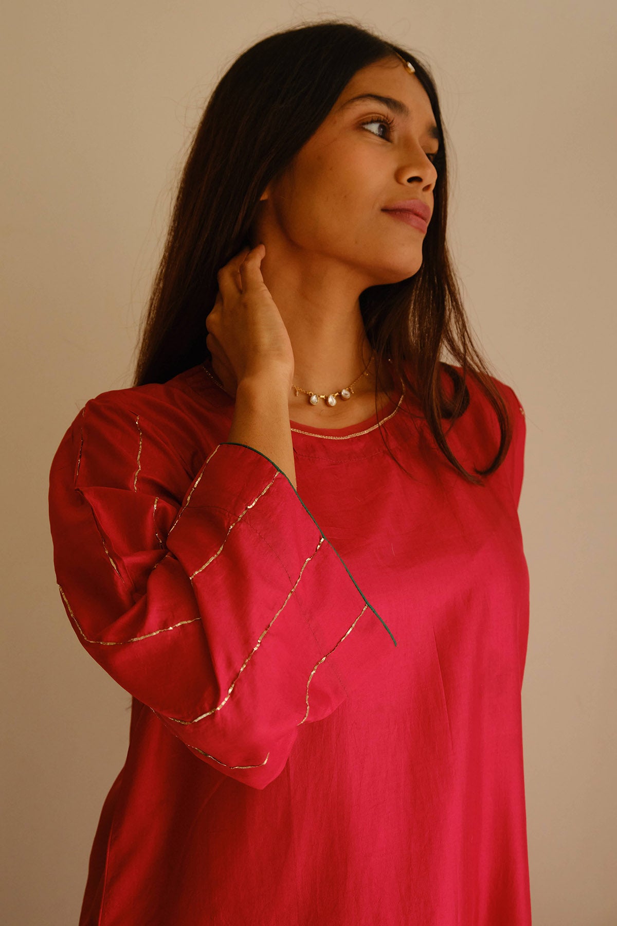 Crimson Resham & Zari Kurta Set