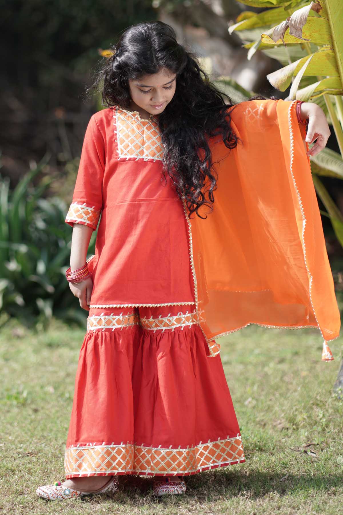 Criss Cross Yoke Embellished Kurta Set