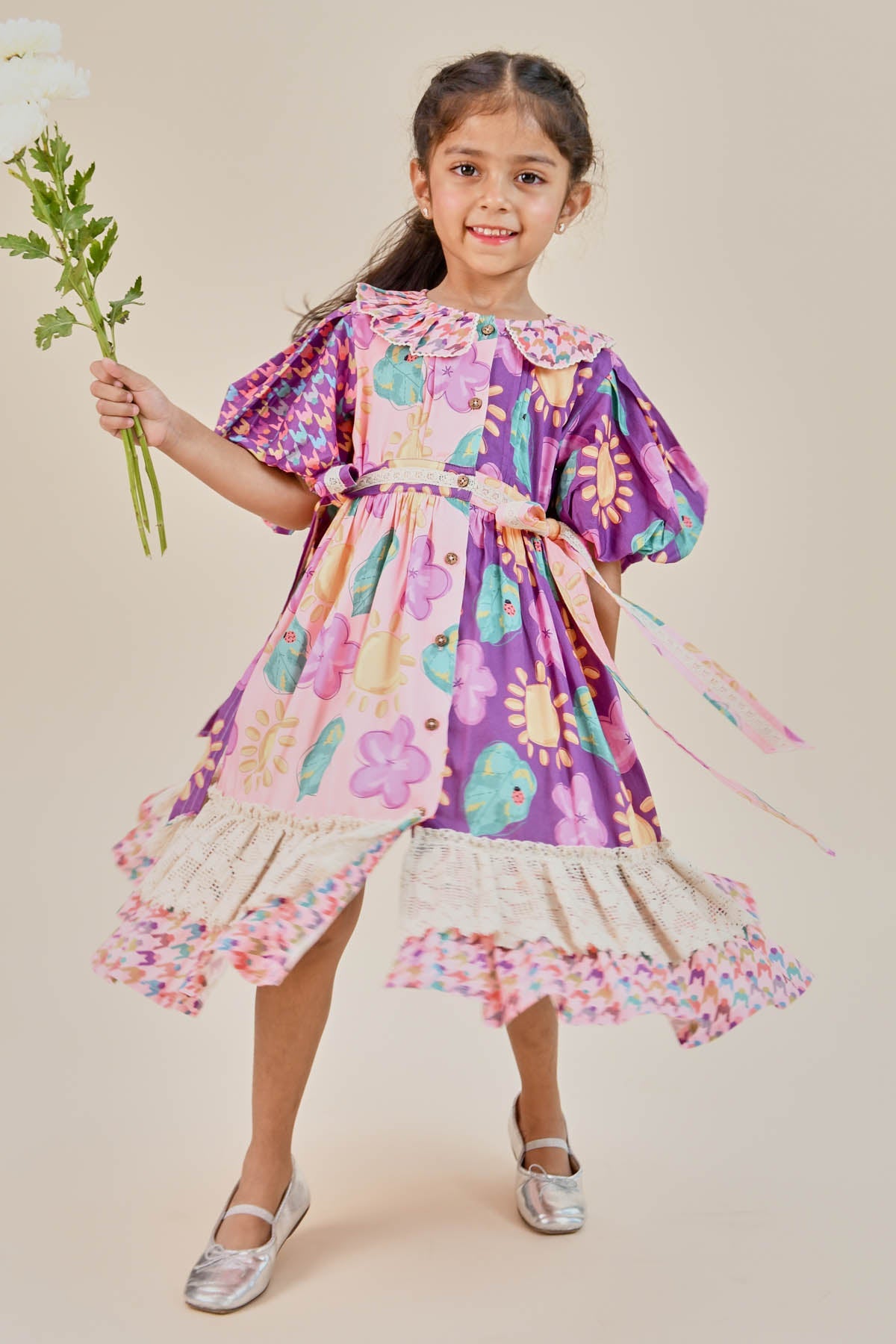 Designer Little Shiro Crochet Lace Frill Printed Dress For Kids (Boys & Girls) Available online at ScrollnShops