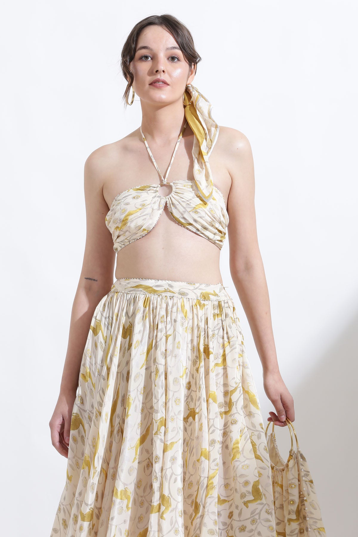 Cropped Halter Crepe Bralette