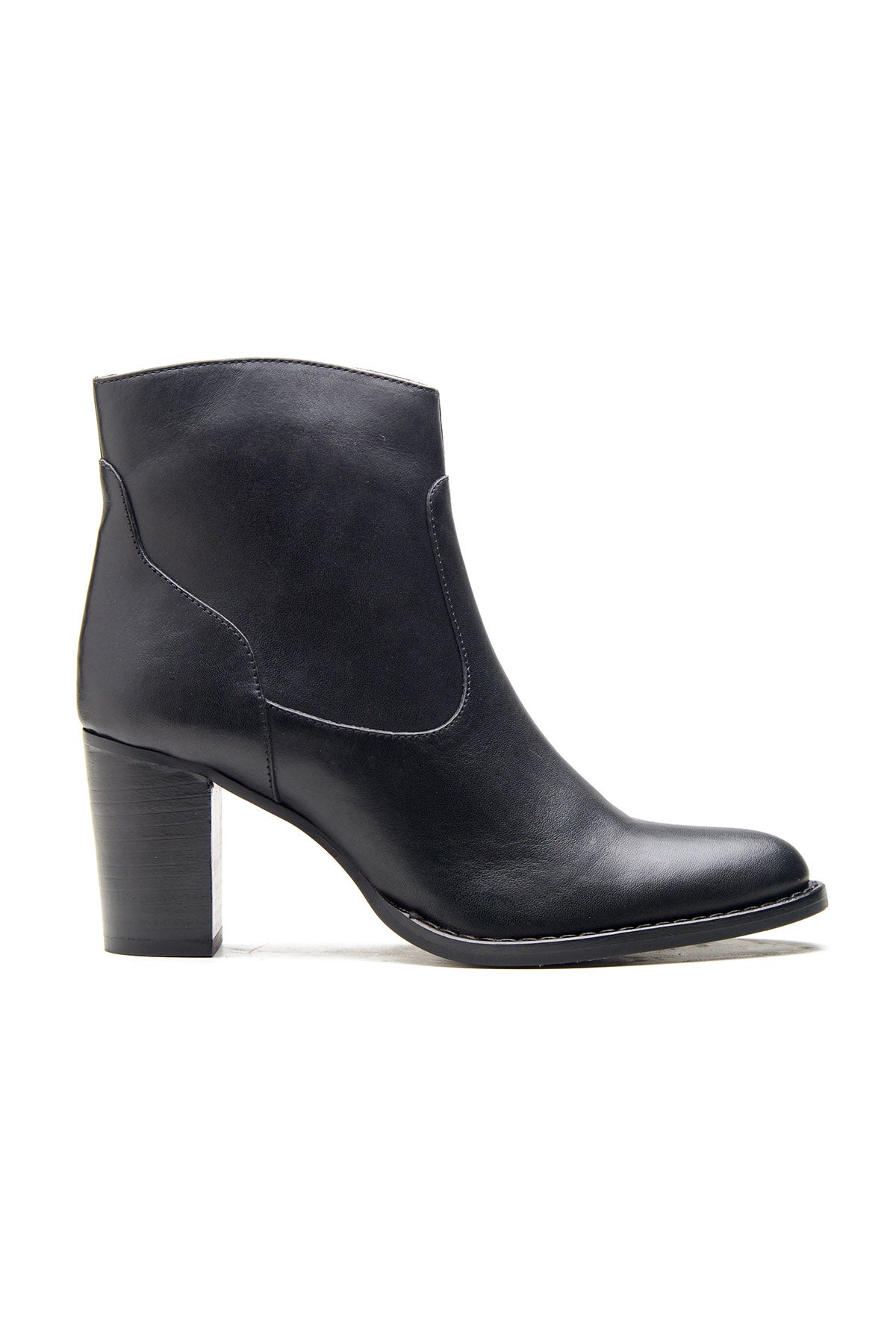 Crust Leather Black Ankle Boots
