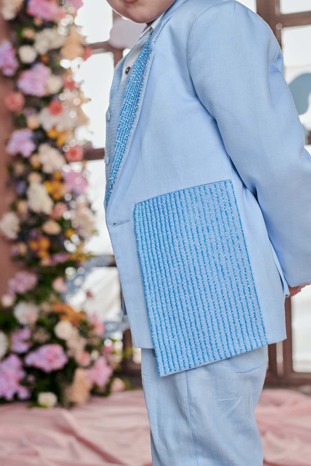 Crystal Blue Embroidered Suit