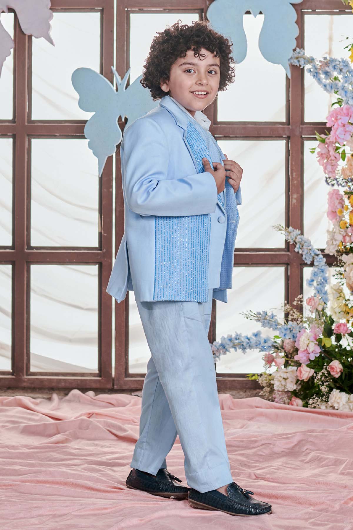 Crystal Blue Embroidered Suit