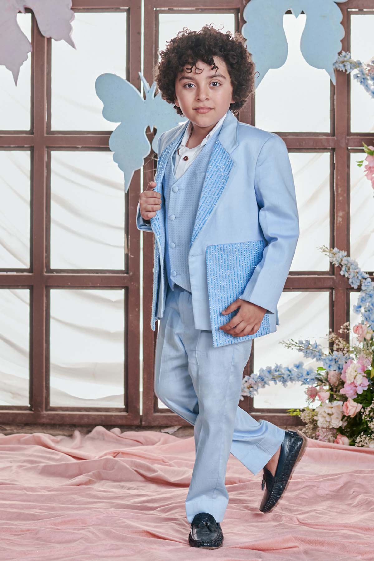 Crystal Blue Embroidered Suit