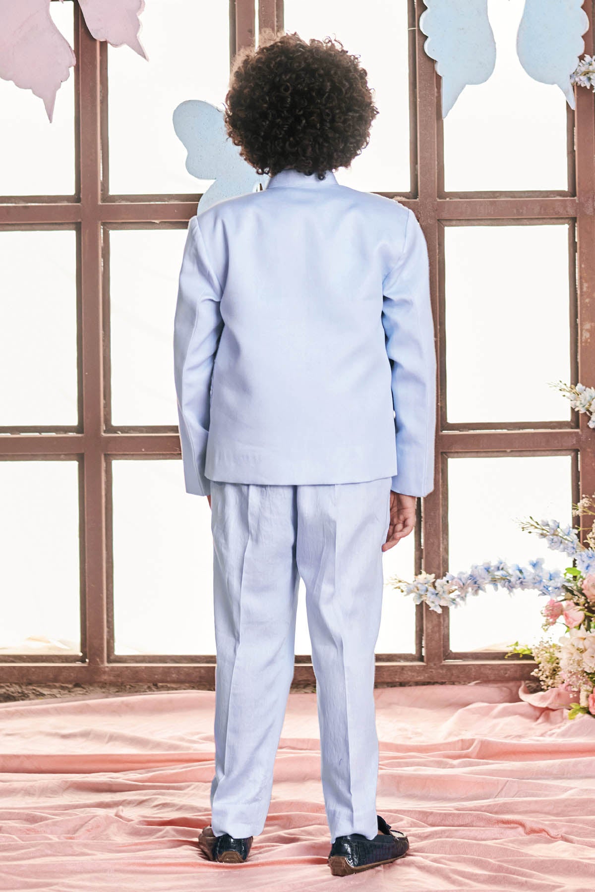 Crystal Blue Floral Jacquard Suit