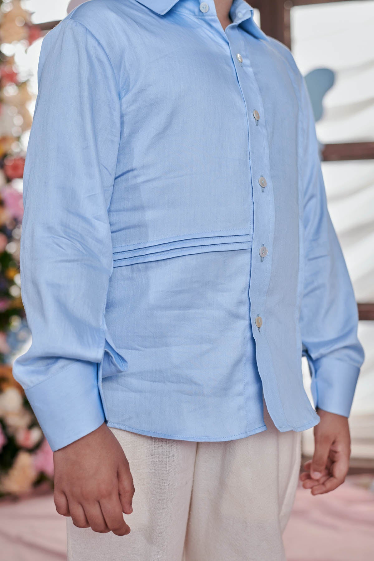 Crystal Blue Pintuck Shirt