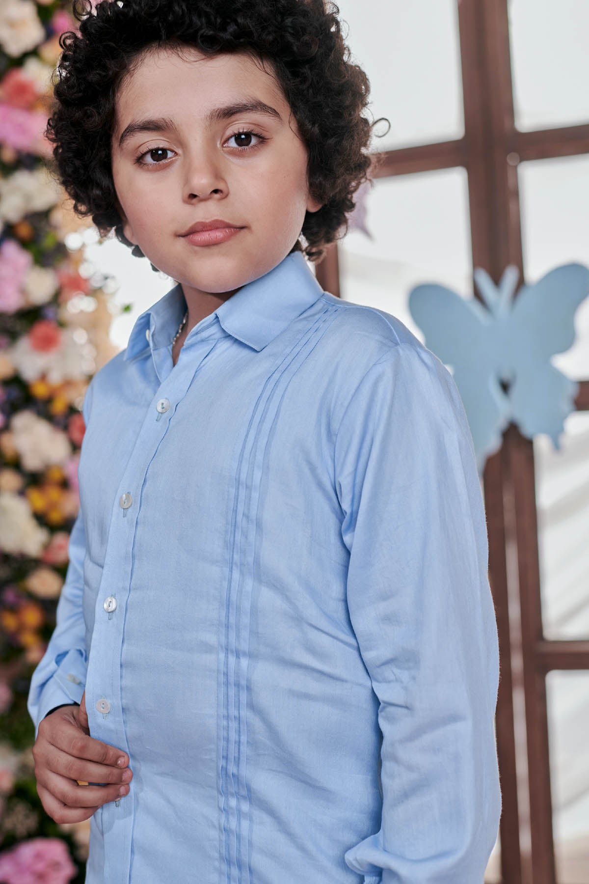 Crystal Blue Pintuck Shirt