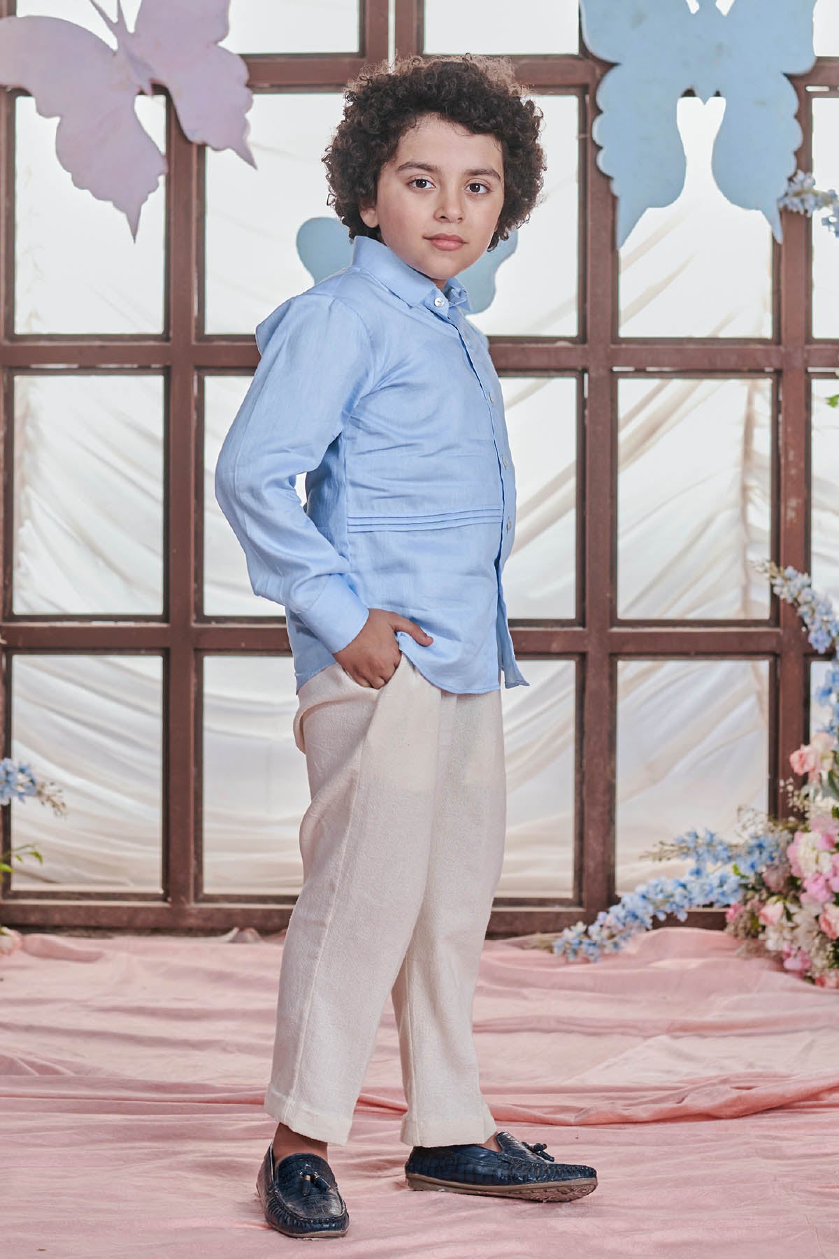 Crystal Blue Pintuck Shirt