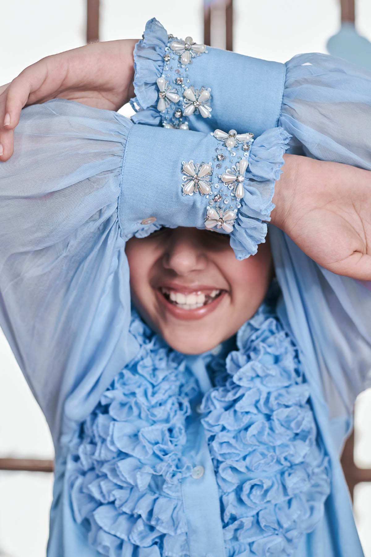 Crystal Blue Ruffle Dress