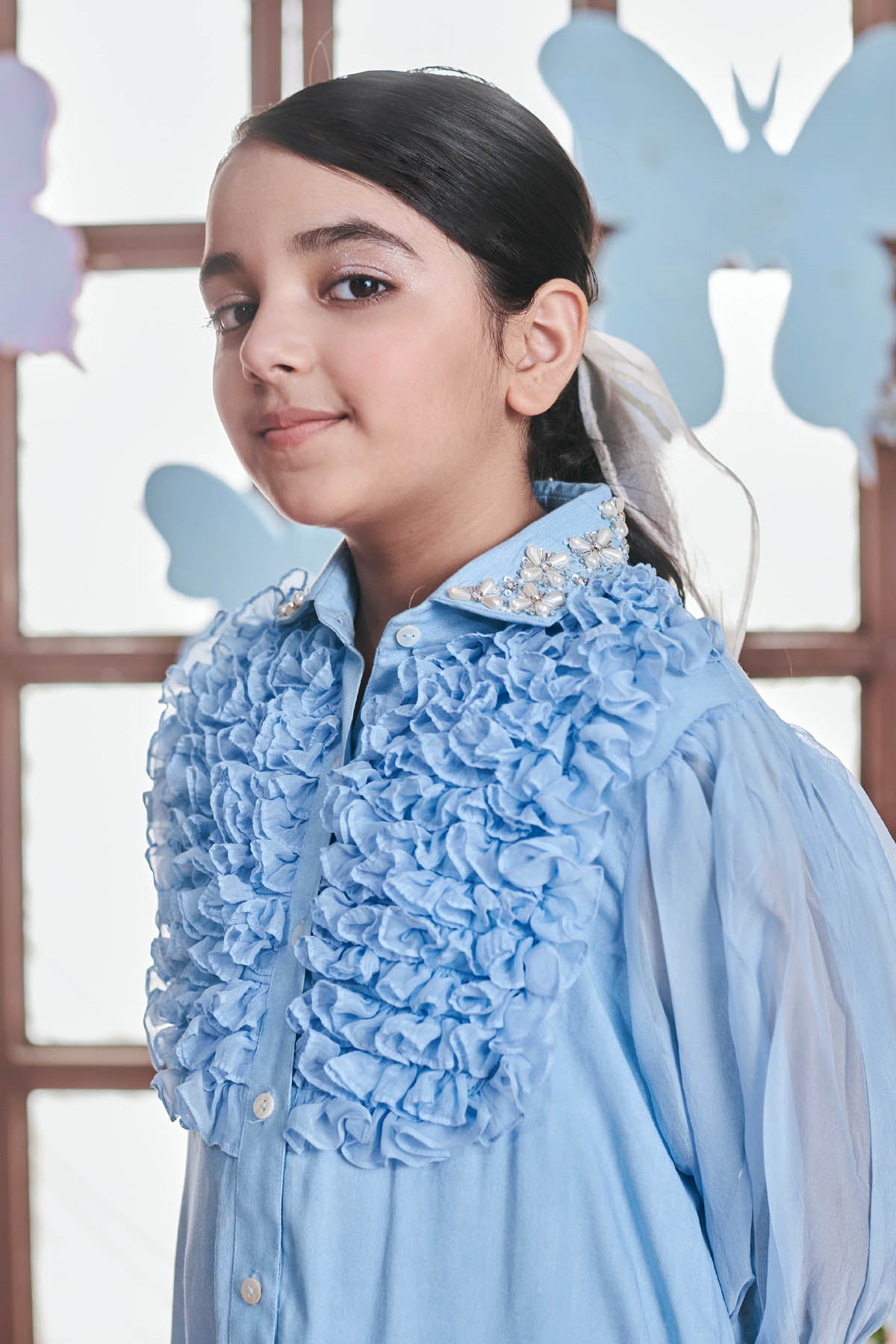 Crystal Blue Ruffle Dress