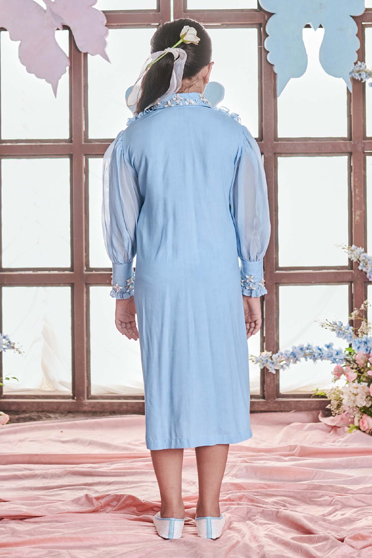 Crystal Blue Ruffle Dress