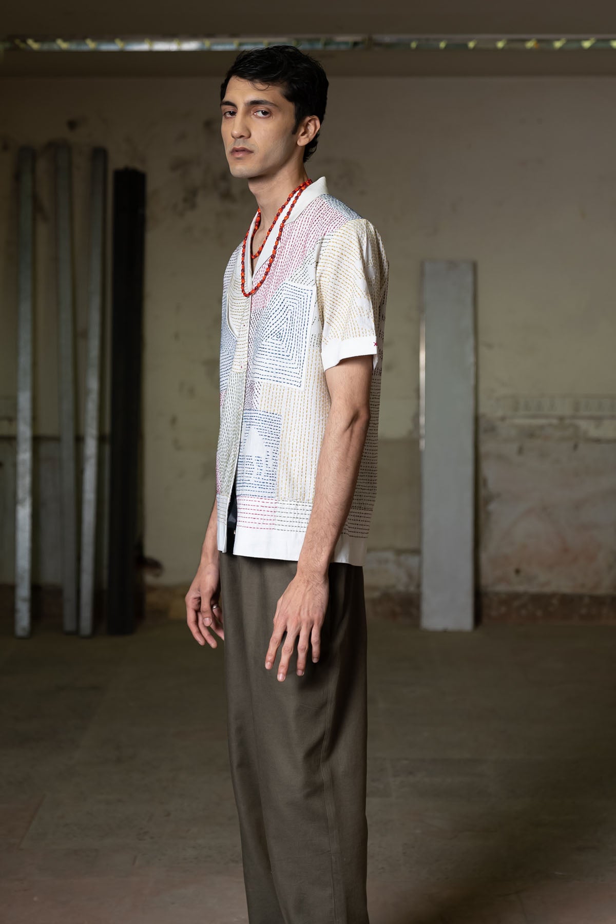 Cuban Collar Cotton Shirt
