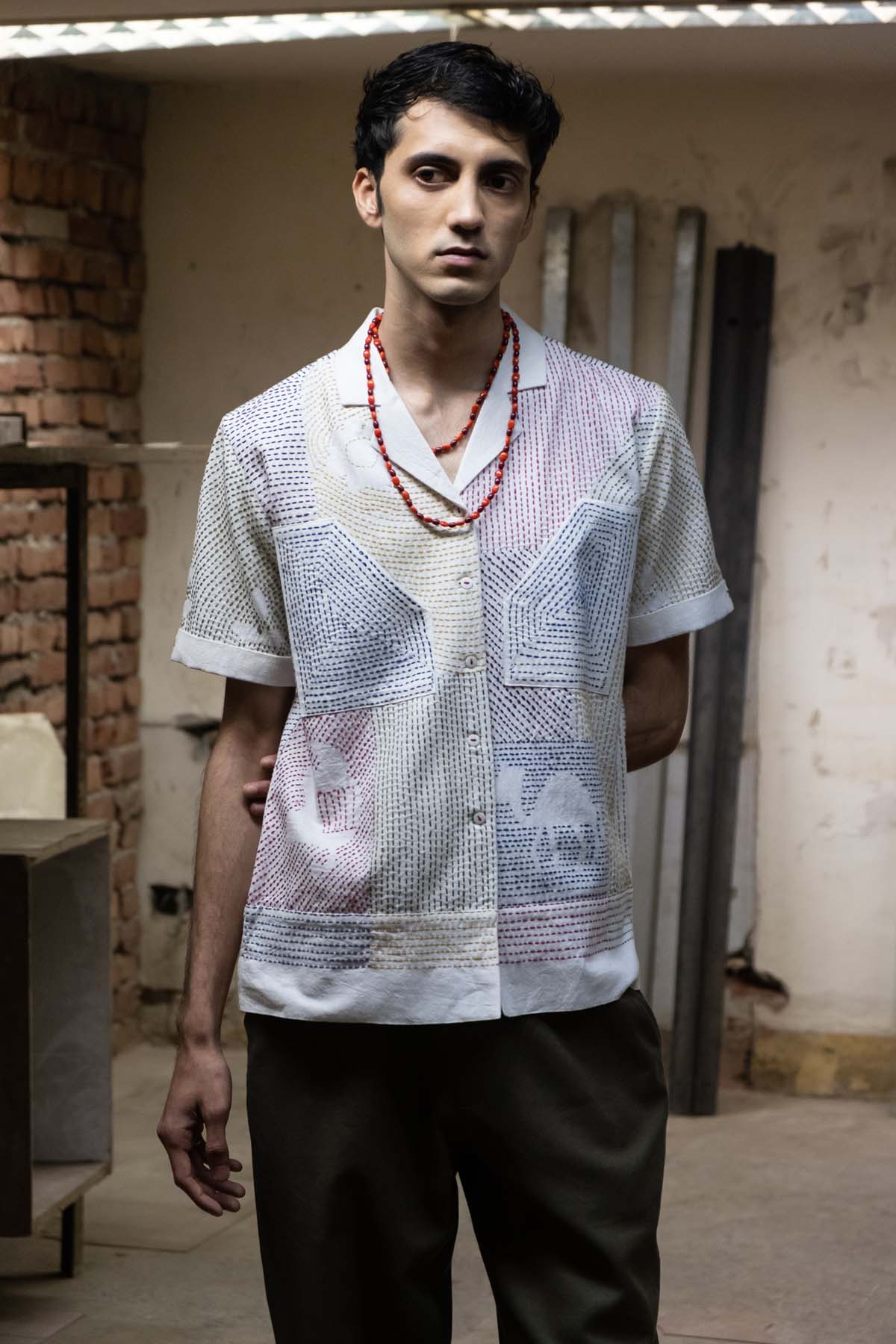 Cuban Collar Cotton Shirt